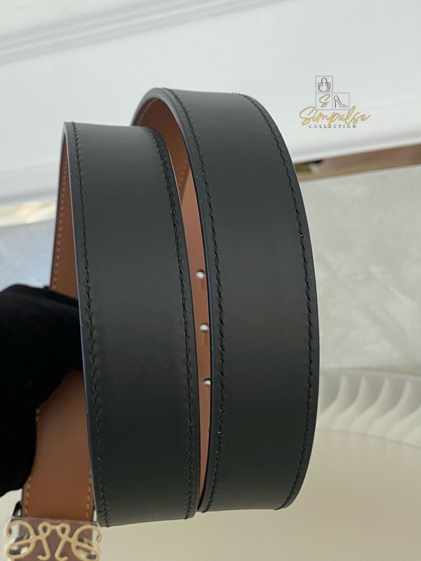 LOEWE BELT TAN/BLACK REVERSIBLE