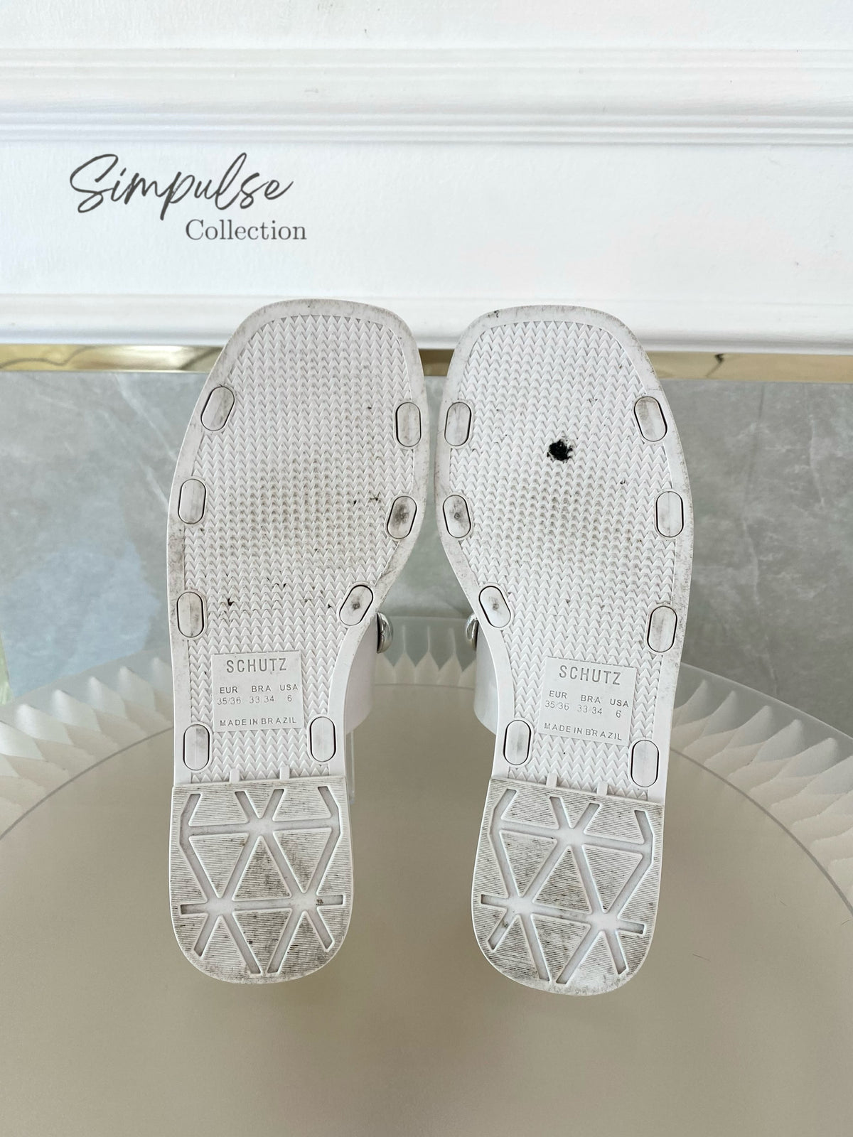 SCHUTZ Lizzie Crystal Slide Sandals White