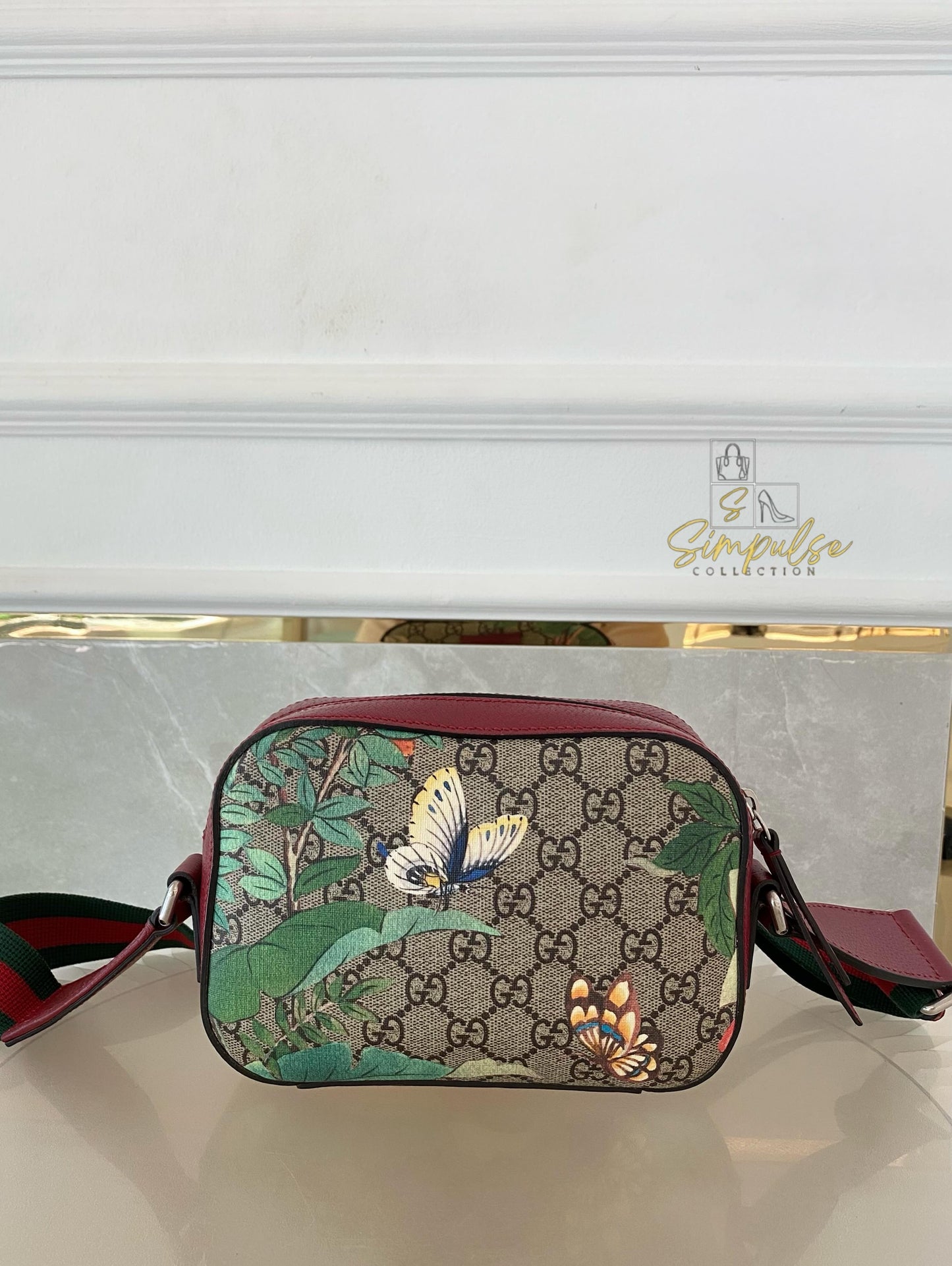 Gucci GG Supreme Monogram Tian Web Small Camera Bag