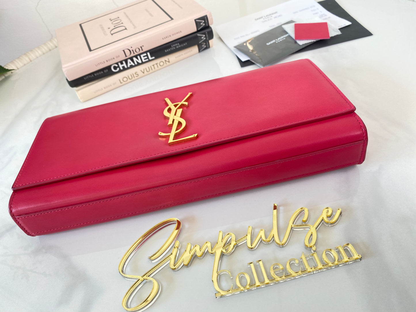Y S L Kate Monogrammed Leather Clutch Bag