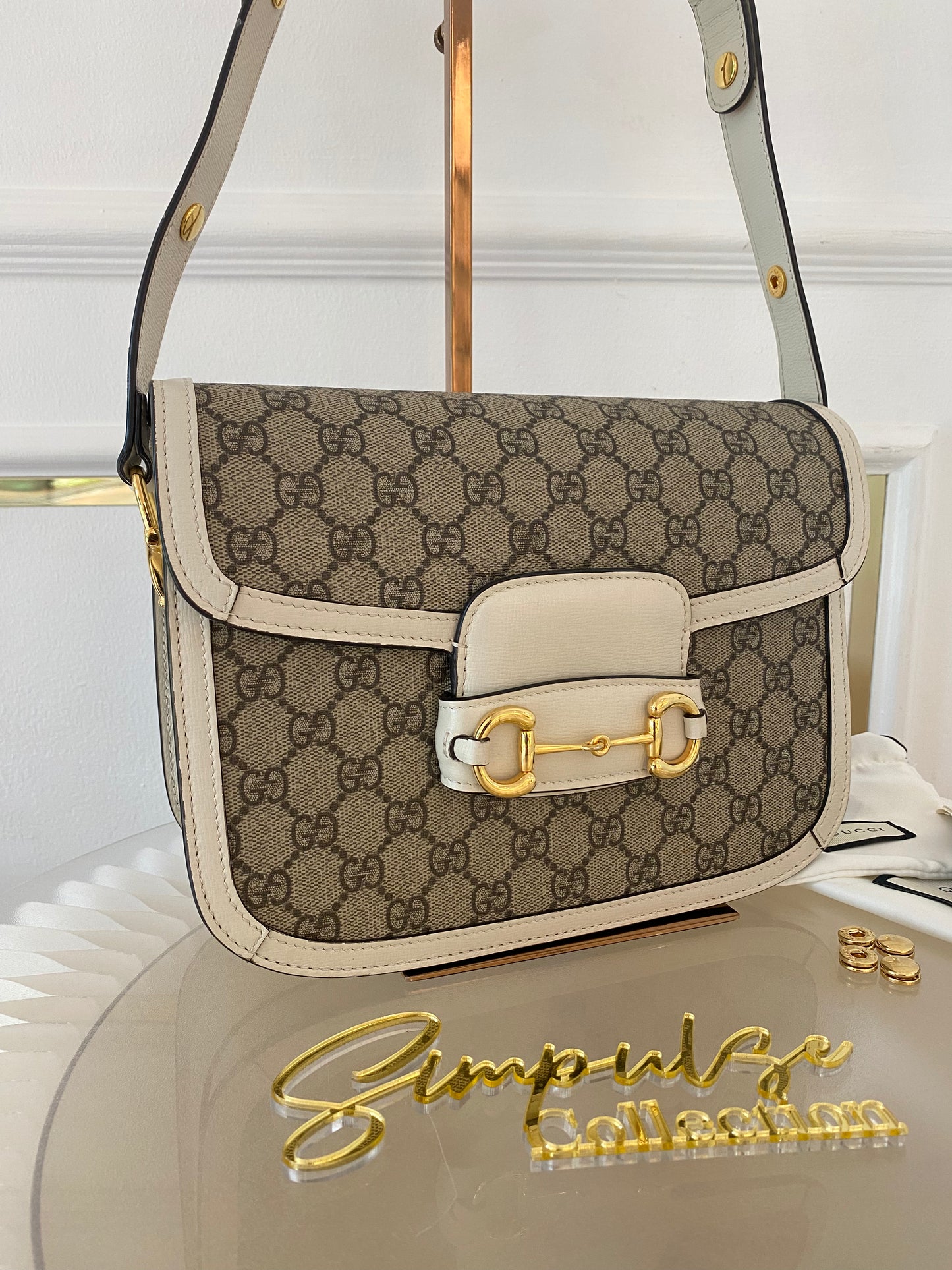 Gg Supreme Horsebit 1955 Bag White