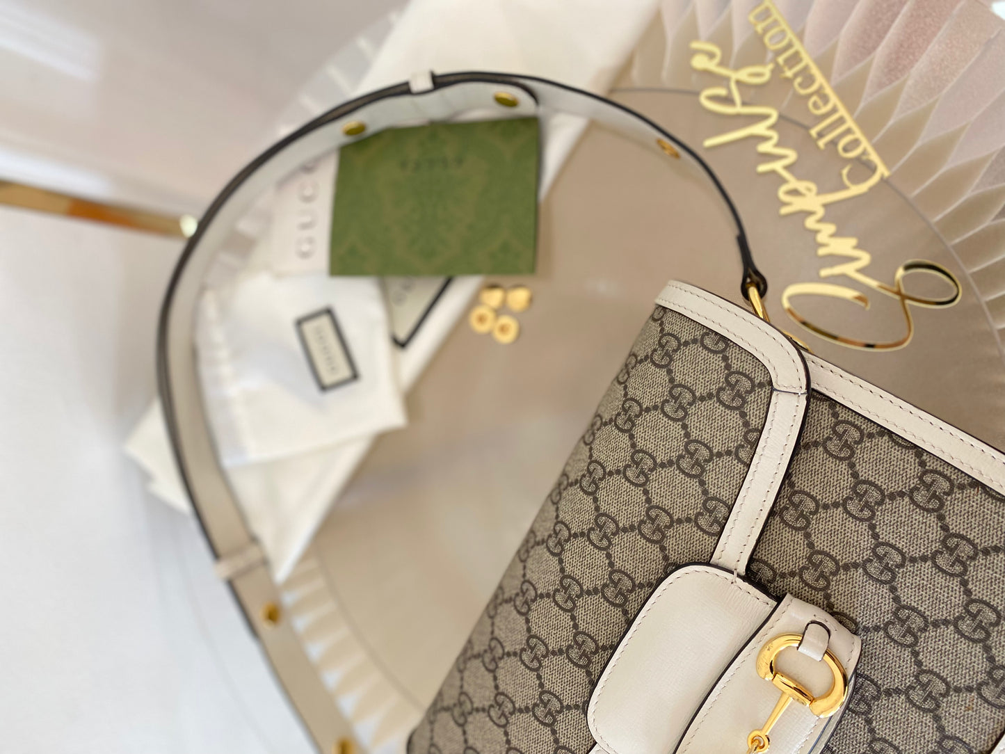 Gg Supreme Horsebit 1955 Bag White