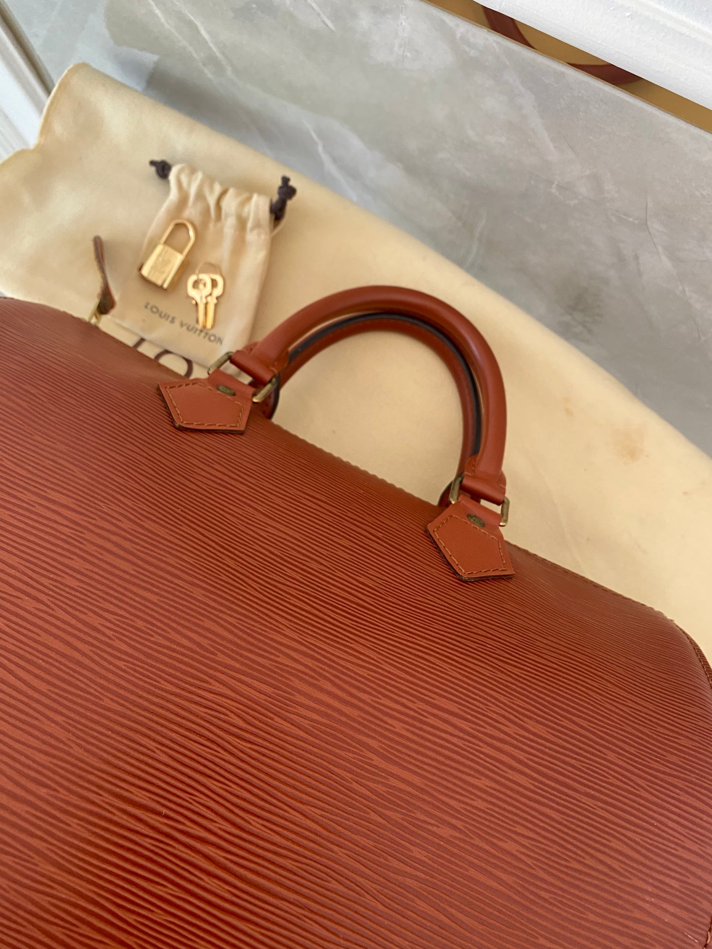 LOUIS VUITTON Speedy 30 in Epi Brown Leather
