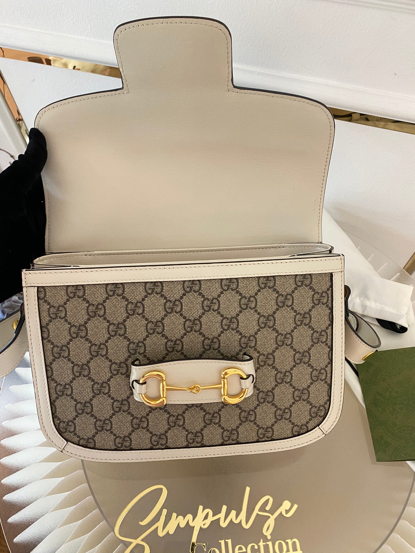 Gg Supreme Horsebit 1955 Bag White