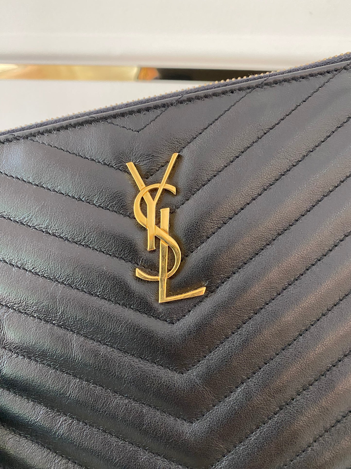 Yves Saint Laurent Matelasse A5 Pouch in Leather
