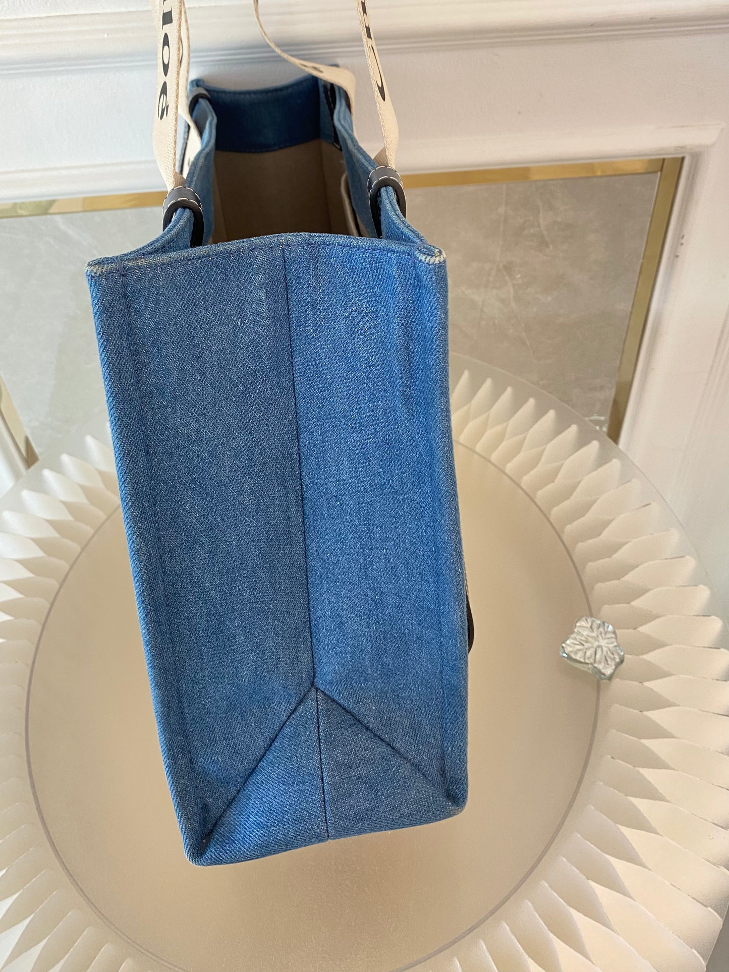 Chloe Medium Woody Denim Tote Bag