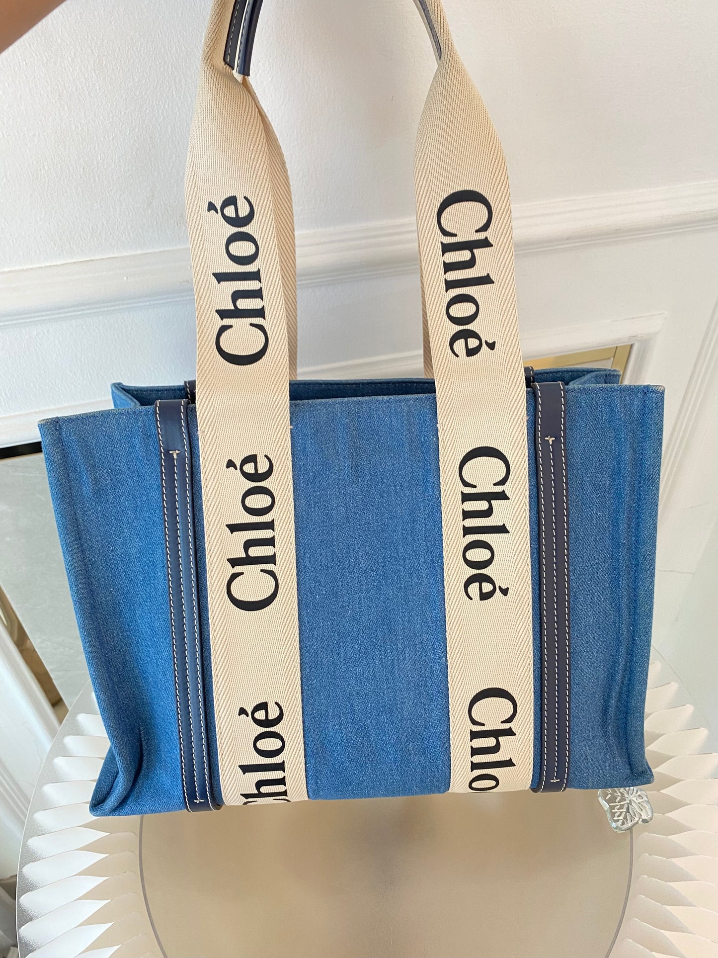 Chloe Medium Woody Denim Tote Bag