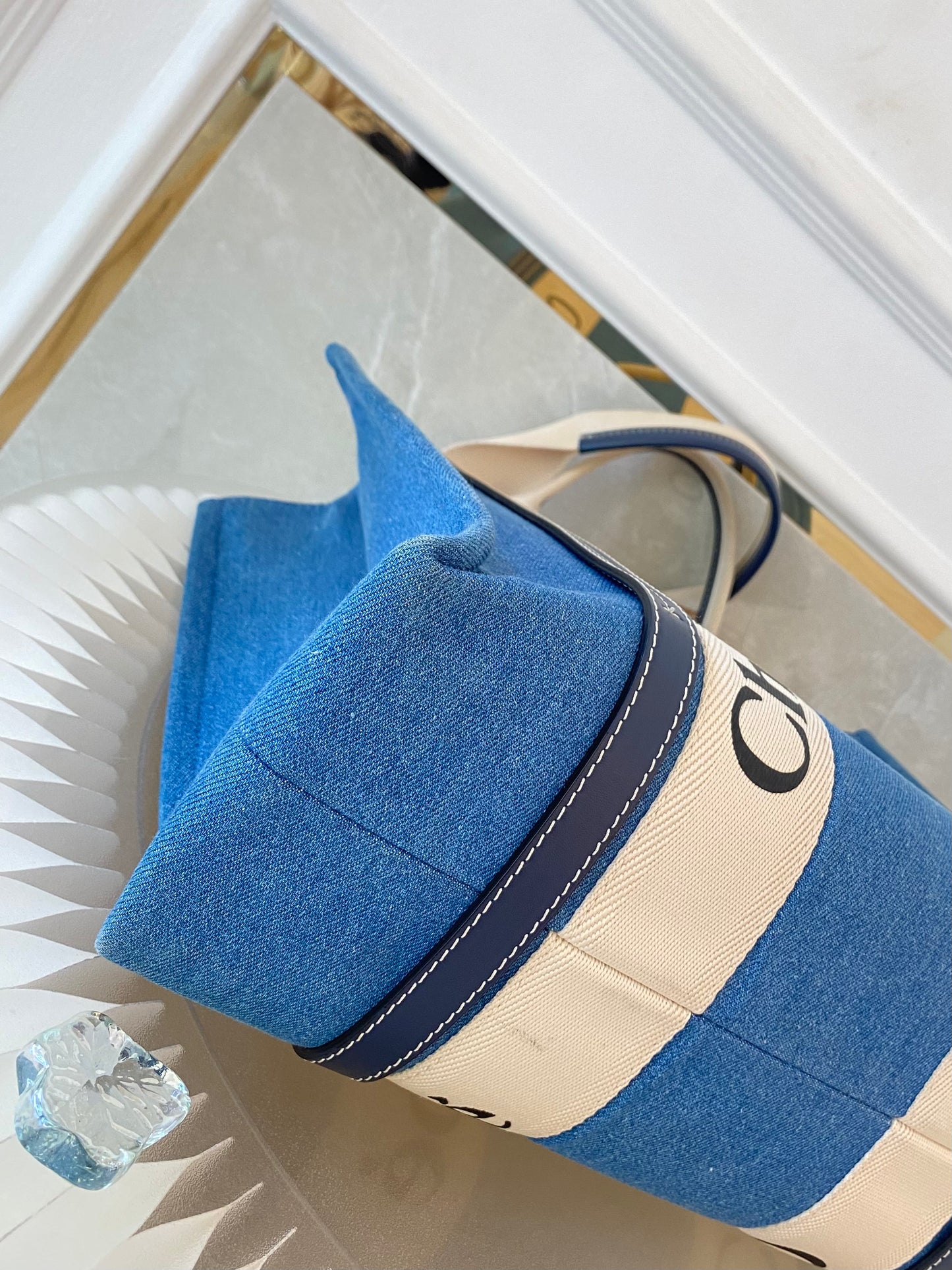 Chloe Medium Woody Denim Tote Bag