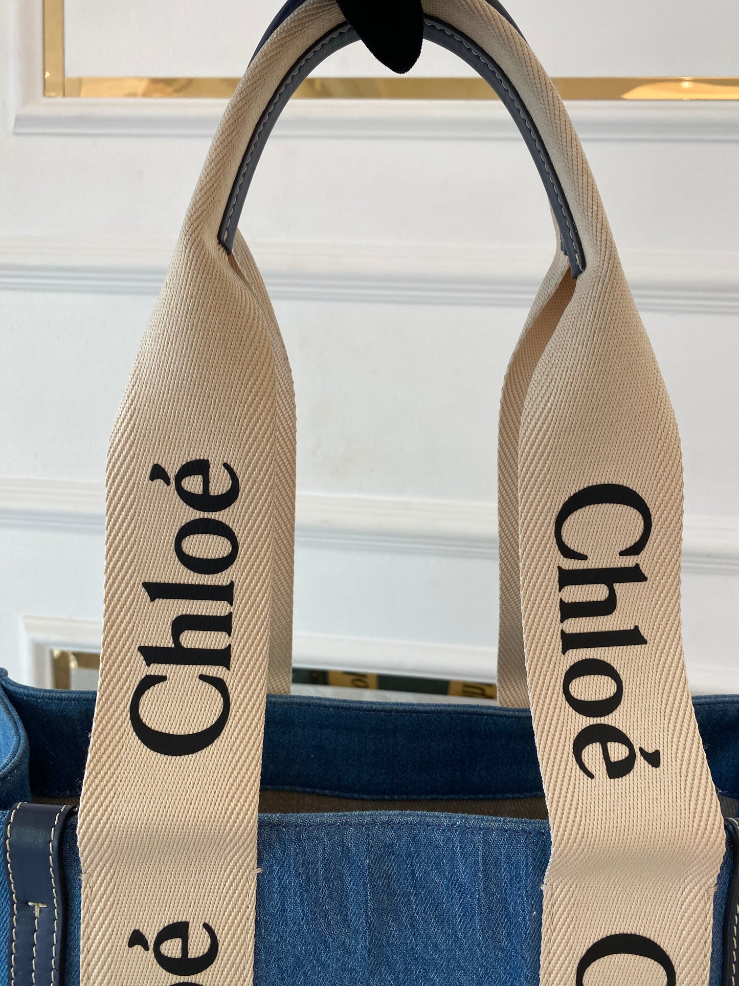 Chloe Medium Woody Denim Tote Bag