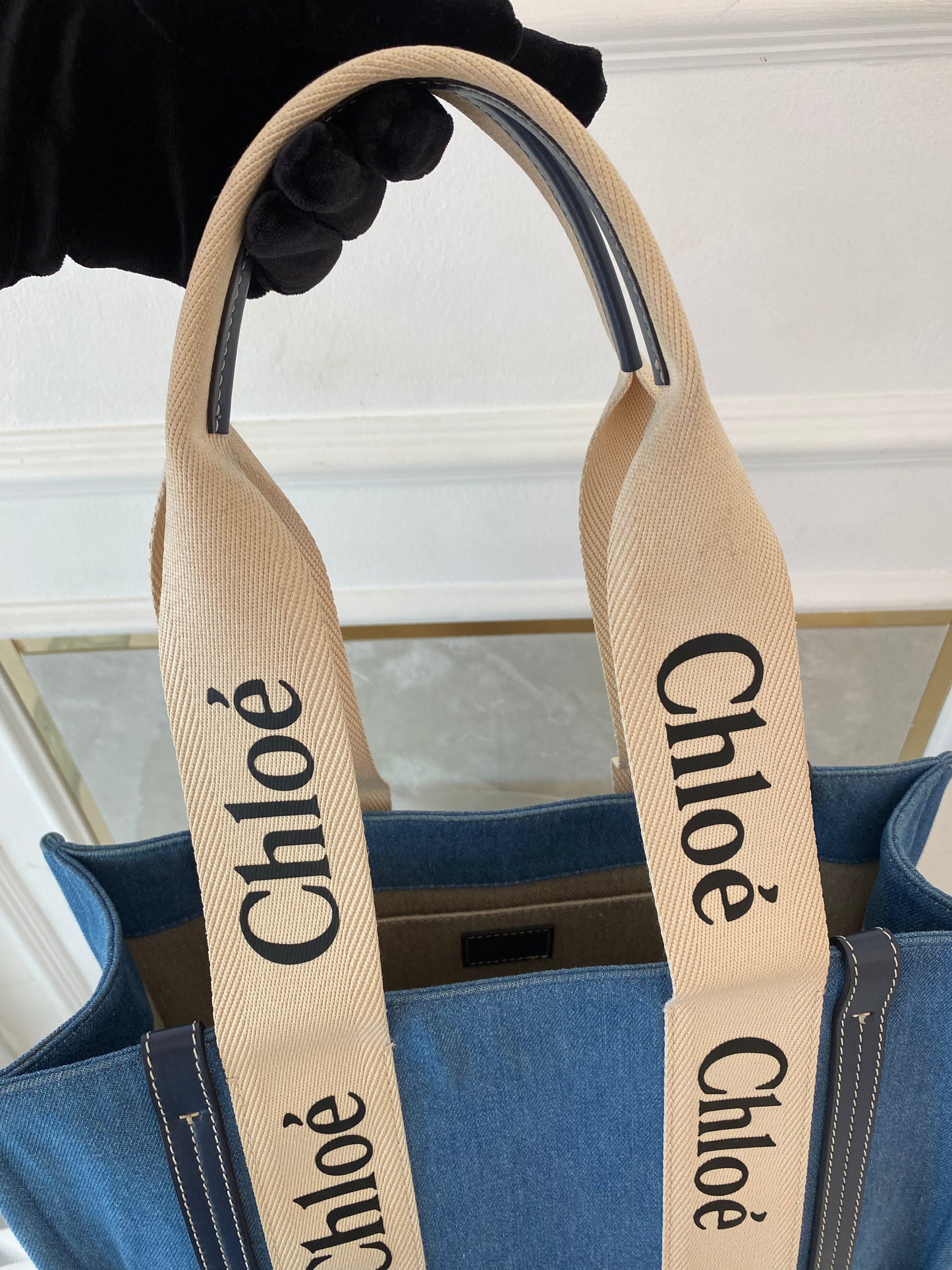 Chloe Medium Woody Denim Tote Bag