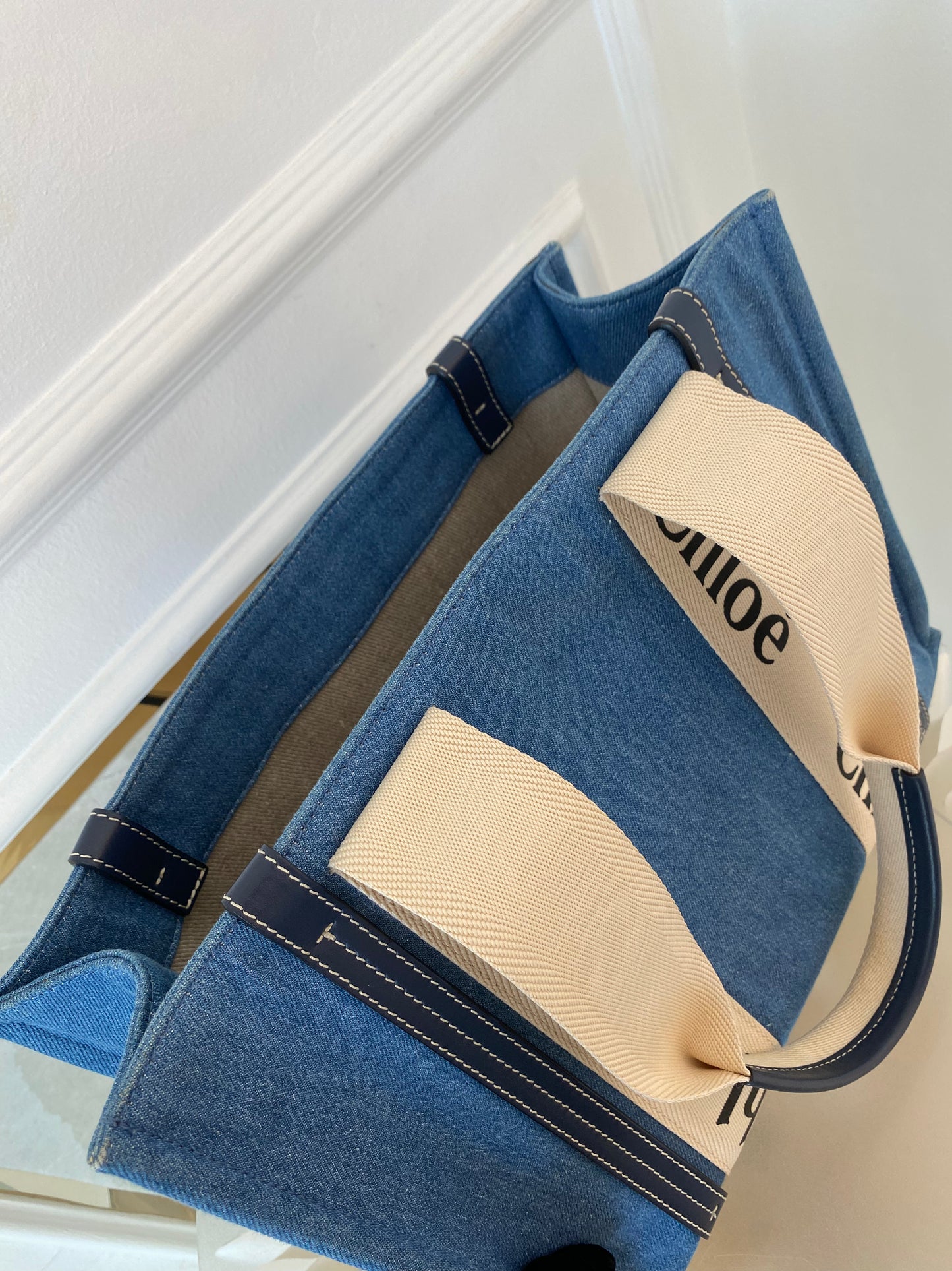 Chloe Medium Woody Denim Tote Bag