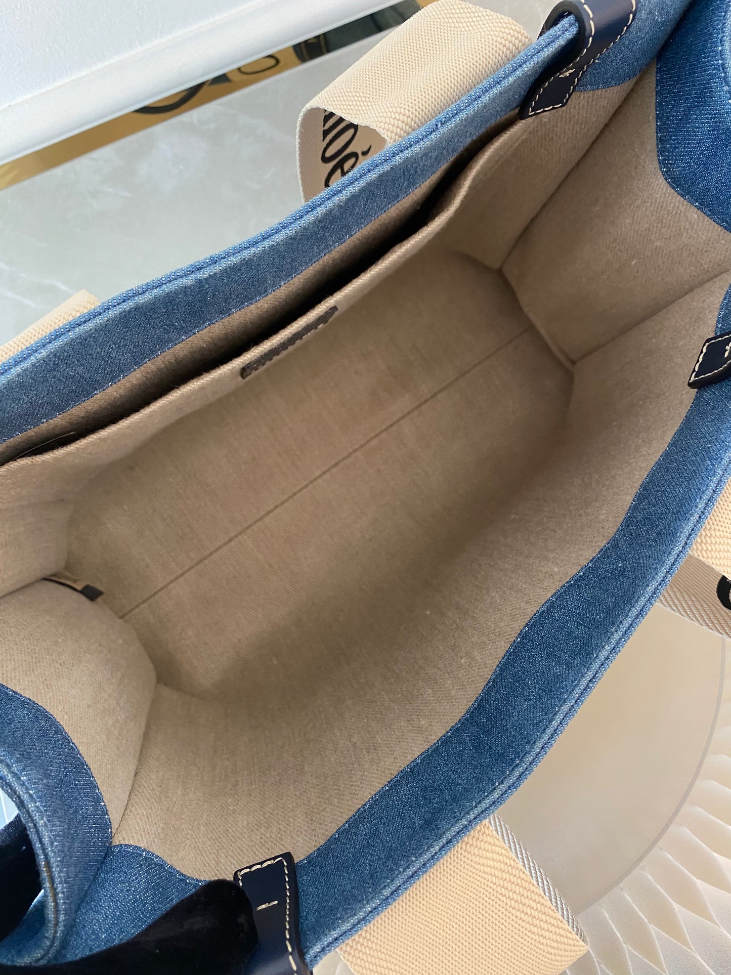 Chloe Medium Woody Denim Tote Bag