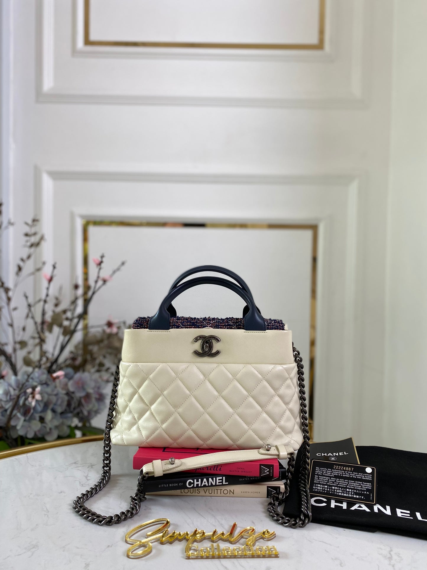 C Calfskin Tweed Quilted Small