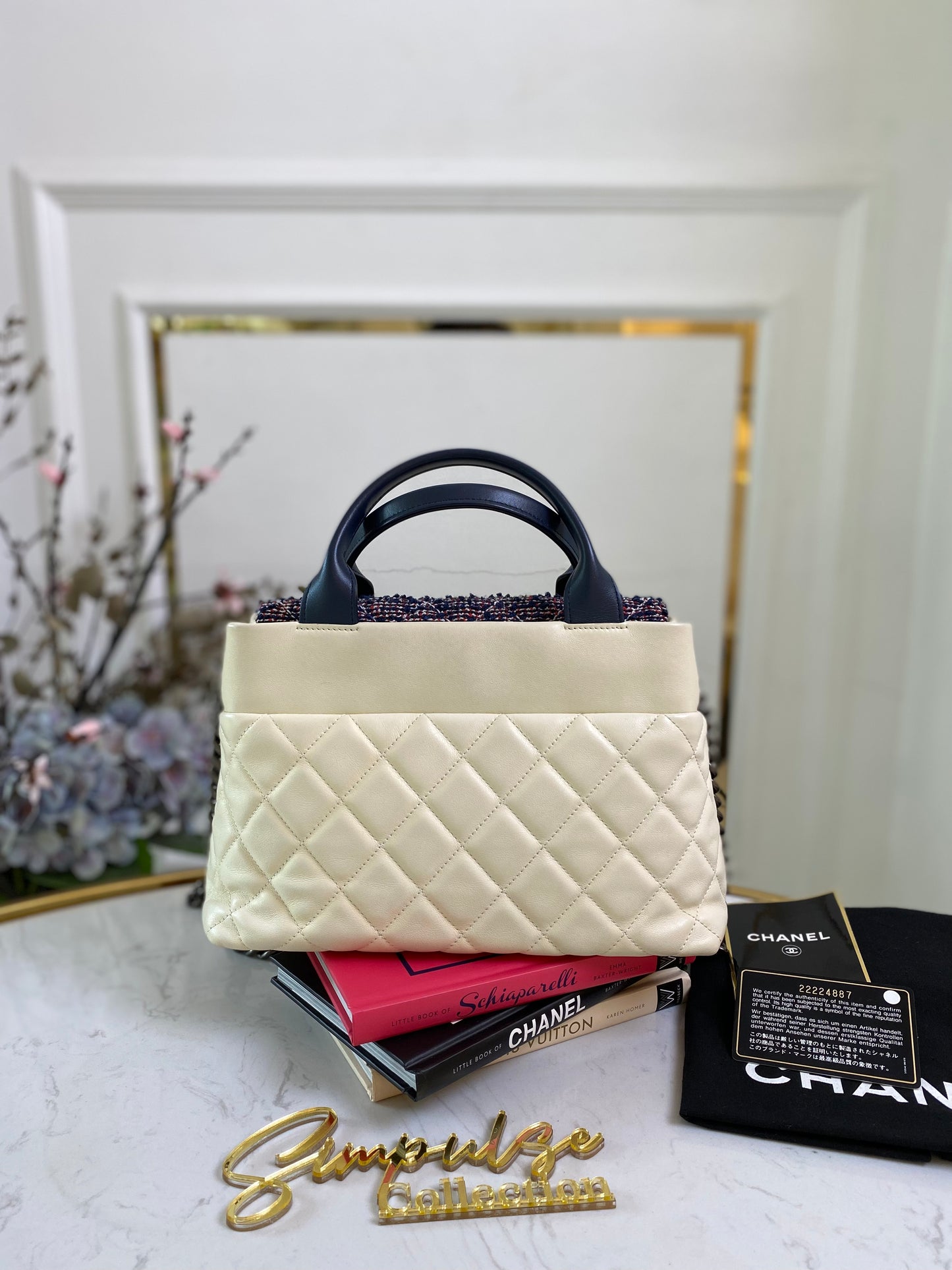 C Calfskin Tweed Quilted Small