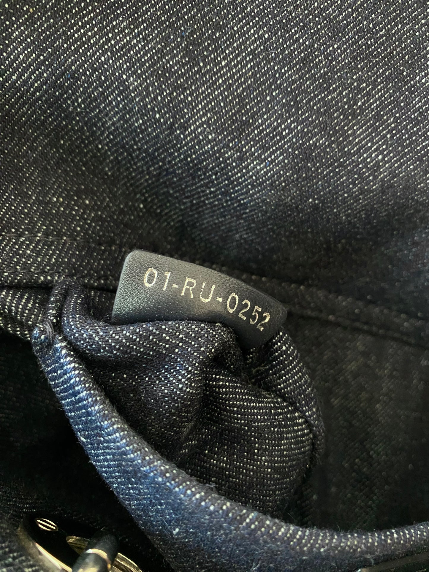 Dior Medium Lady D-Joy Bag In Navy Blue Denim w/ Metallic Eyelets