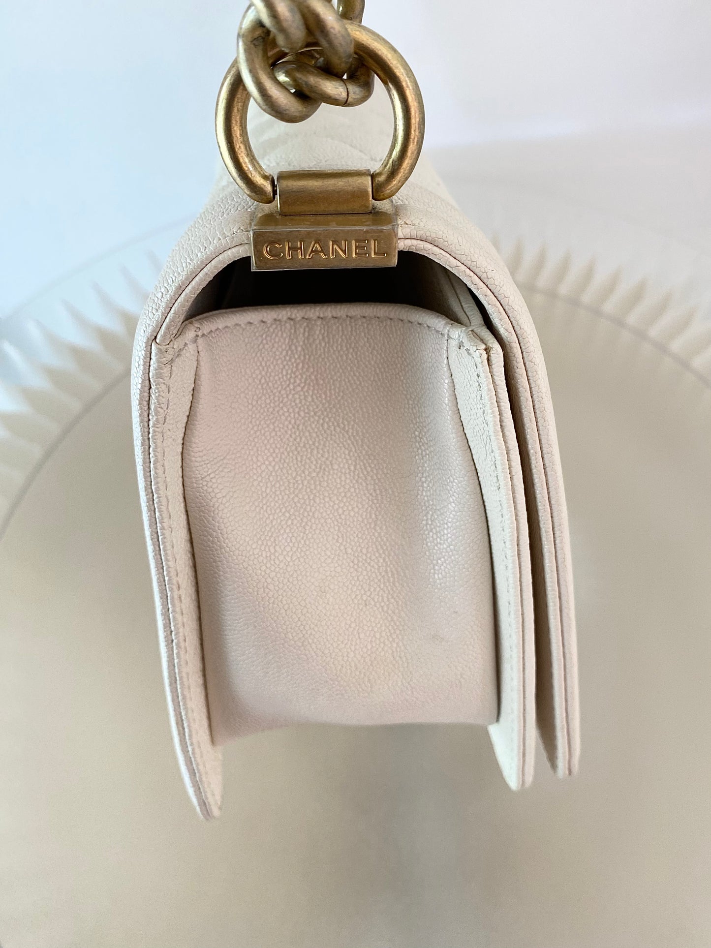 CHANEL Leboy Caviar Old Medium White GHW