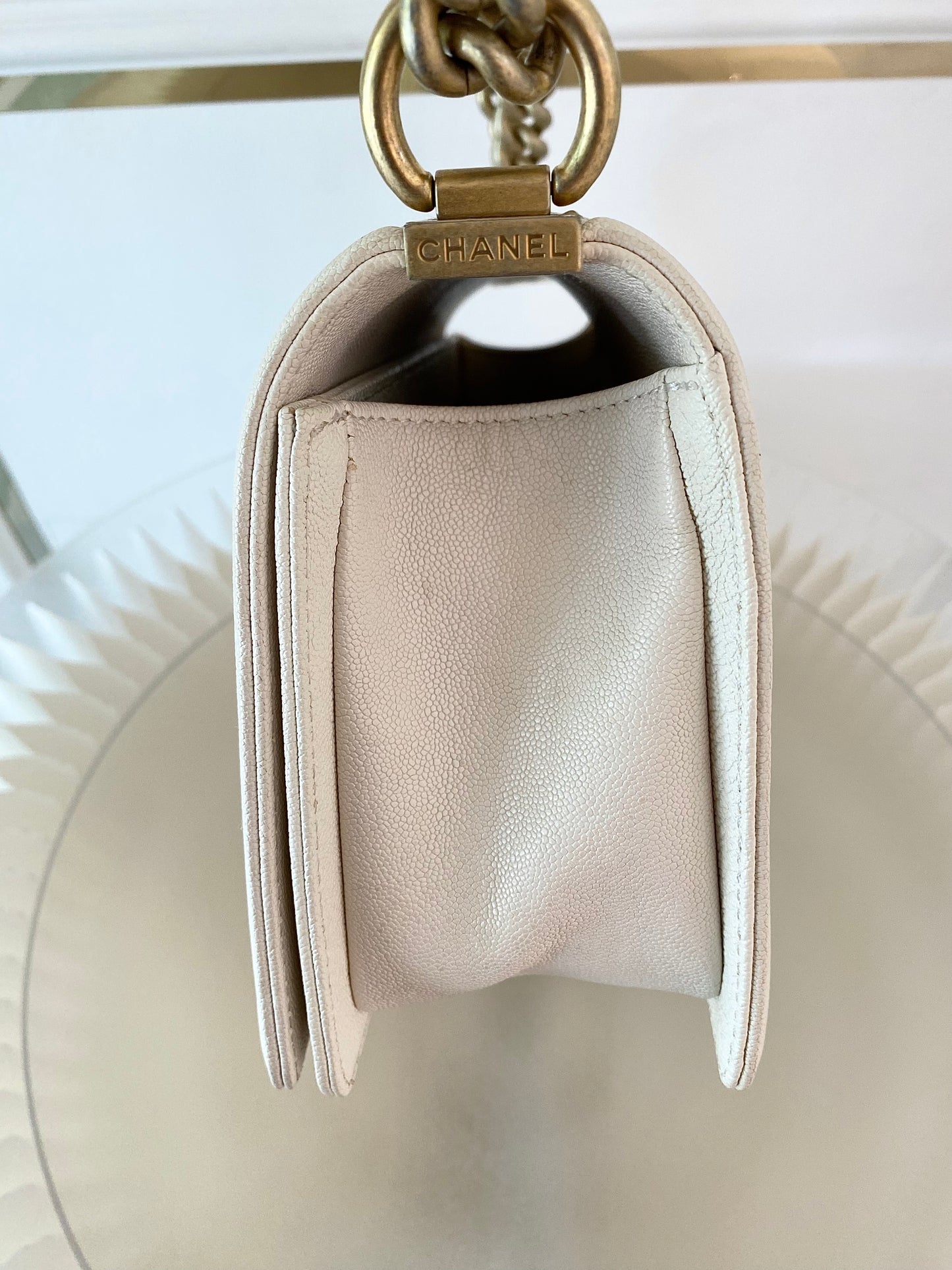 CHANEL Leboy Caviar Old Medium White GHW