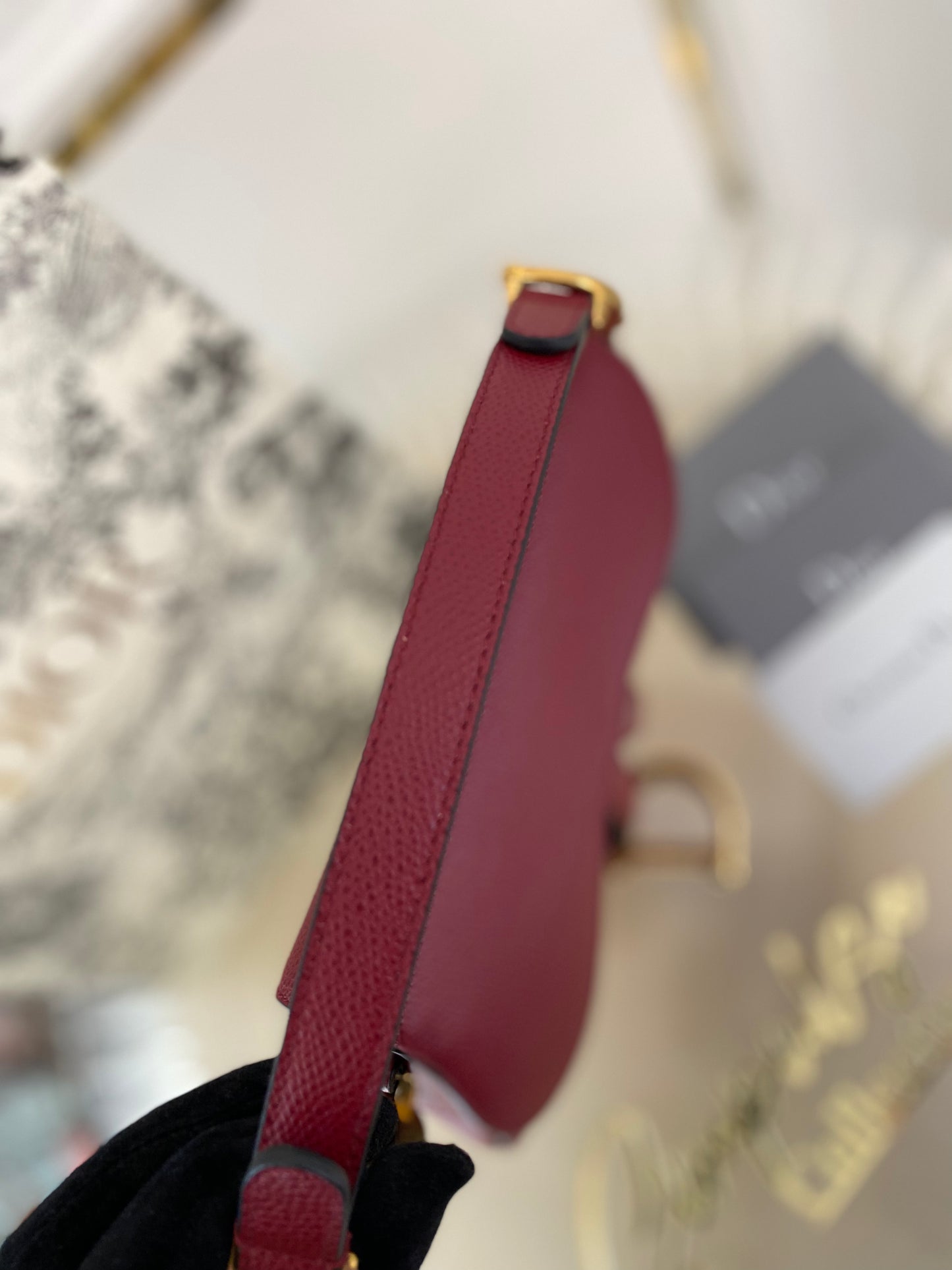 CD Red Mini Saddle Grained Leather GHW
