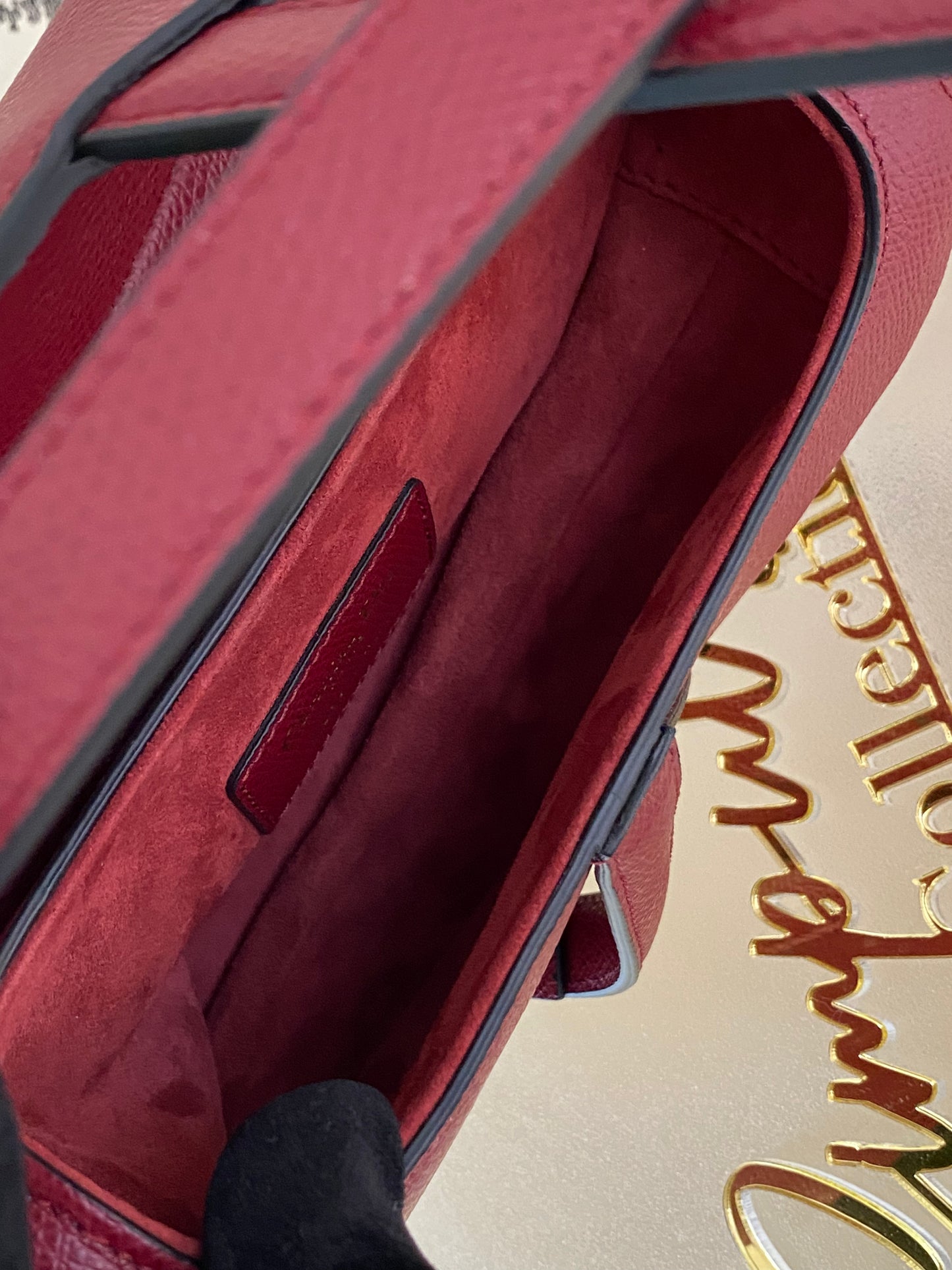 CD Red Mini Saddle Grained Leather GHW