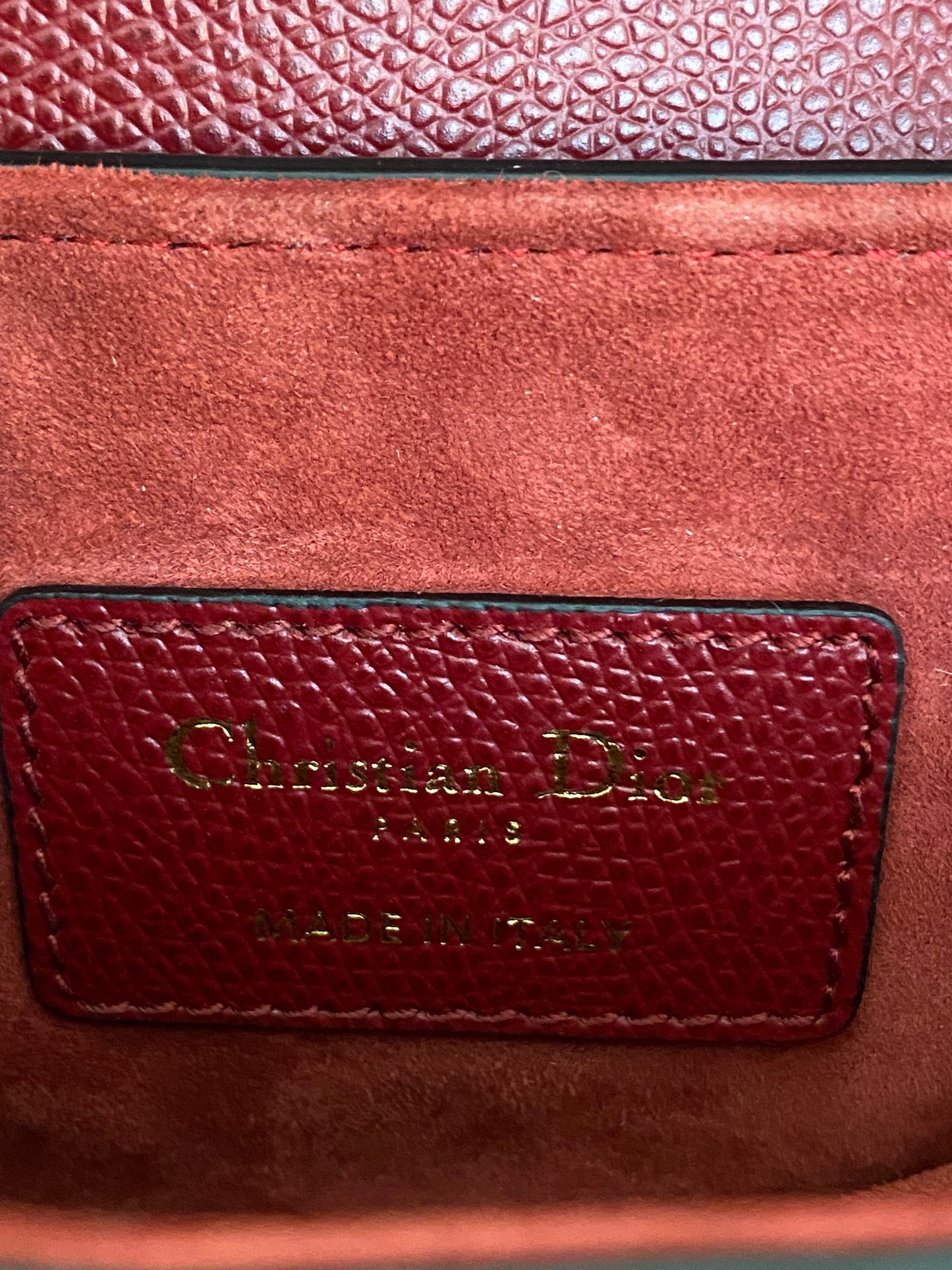 CD Red Mini Saddle Grained Leather GHW