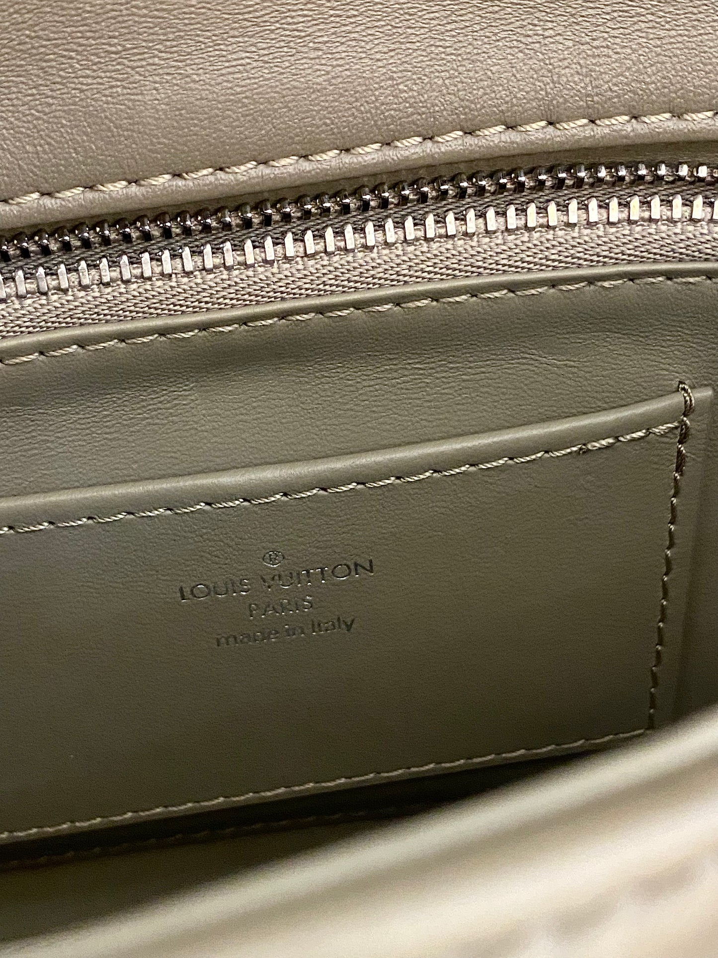 Louis Vuitton GO-14 MM Malletage Quilted Lambskin In a Taupe or Greenish-Grey