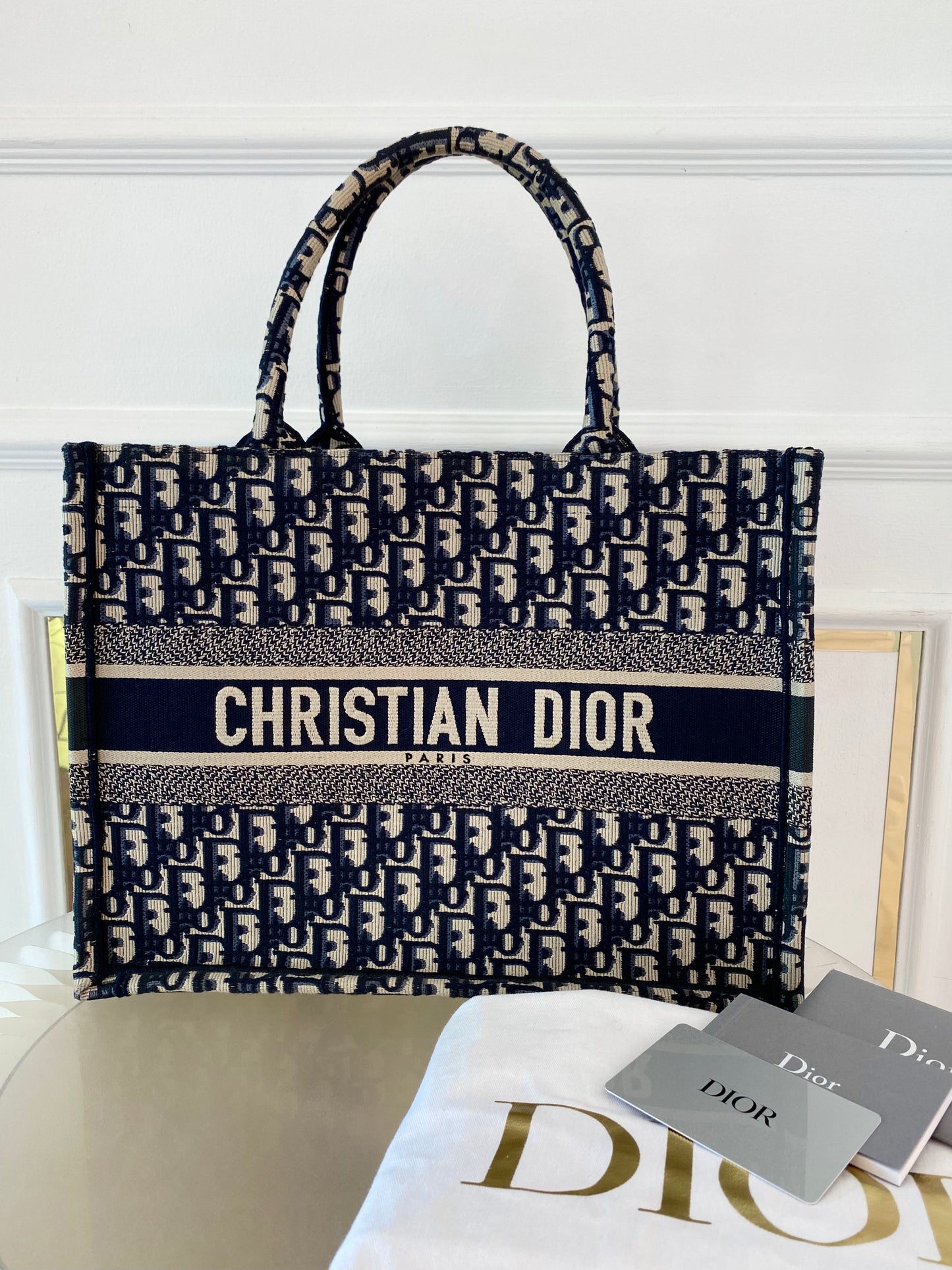 DIOR Blue Oblique Booktote Medium Size