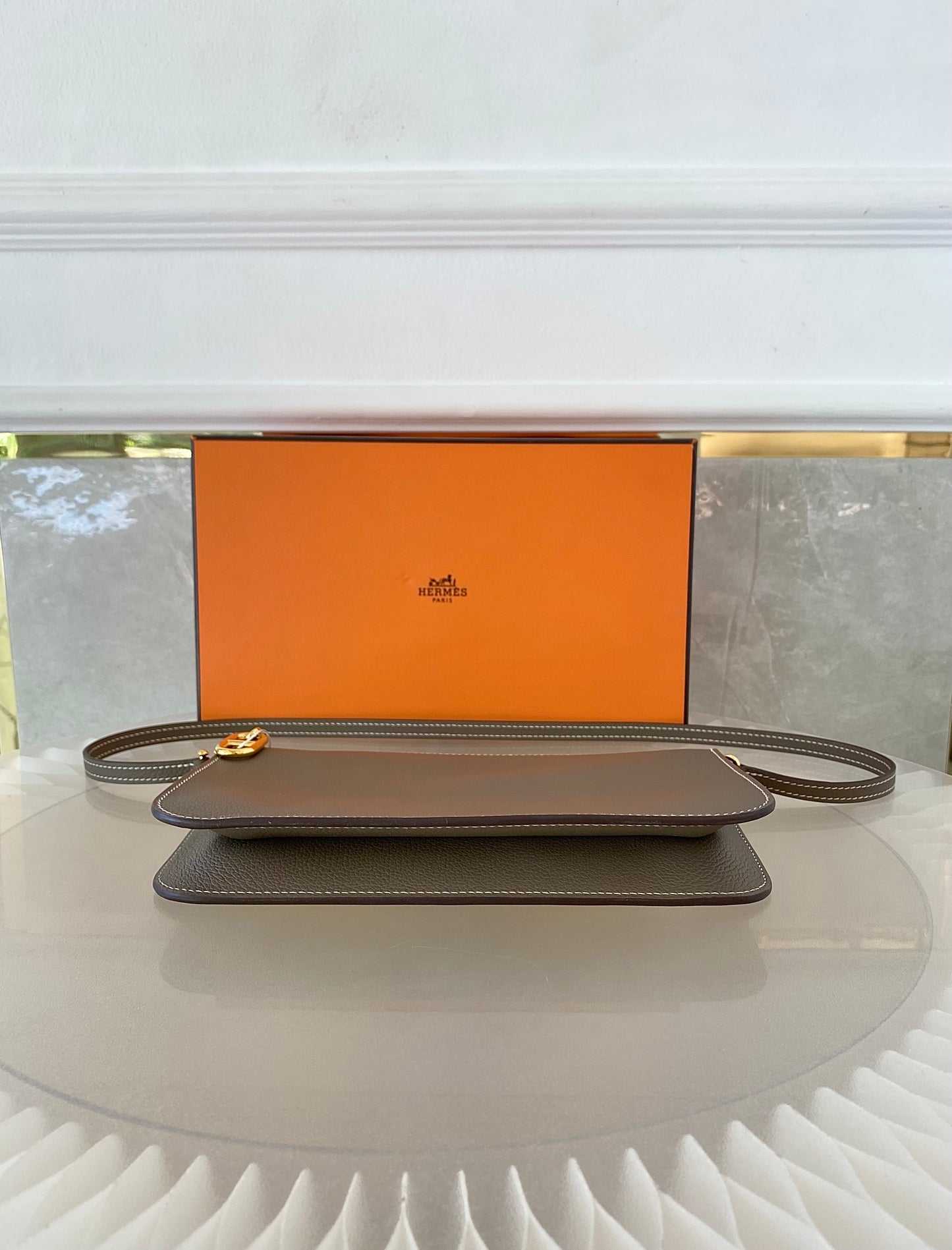 HERMES Zipengo Chaine d’Ancre To Go Pouch in Etoupe GHW