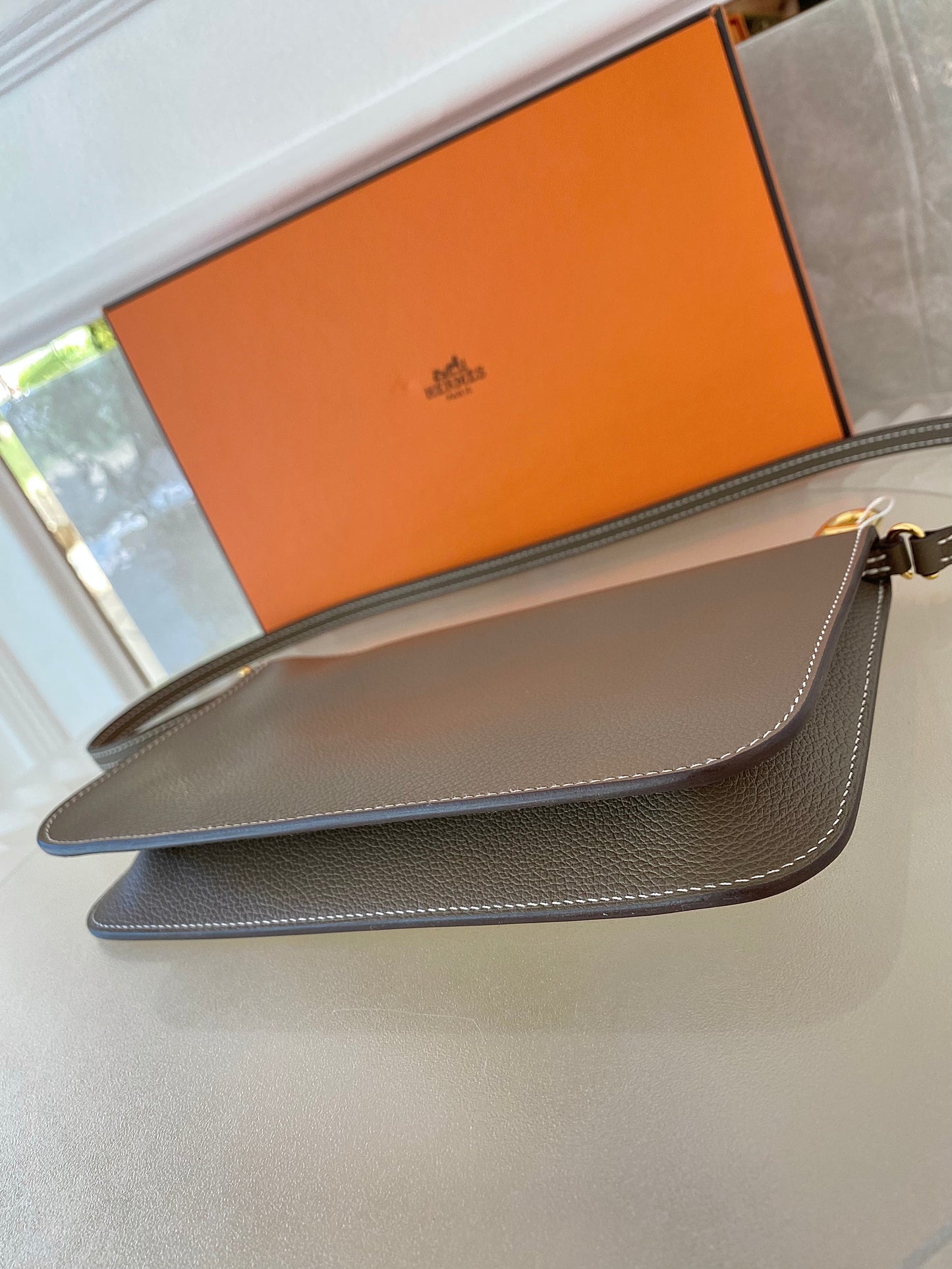 HERMES Zipengo Chaine d’Ancre To Go Pouch in Etoupe GHW