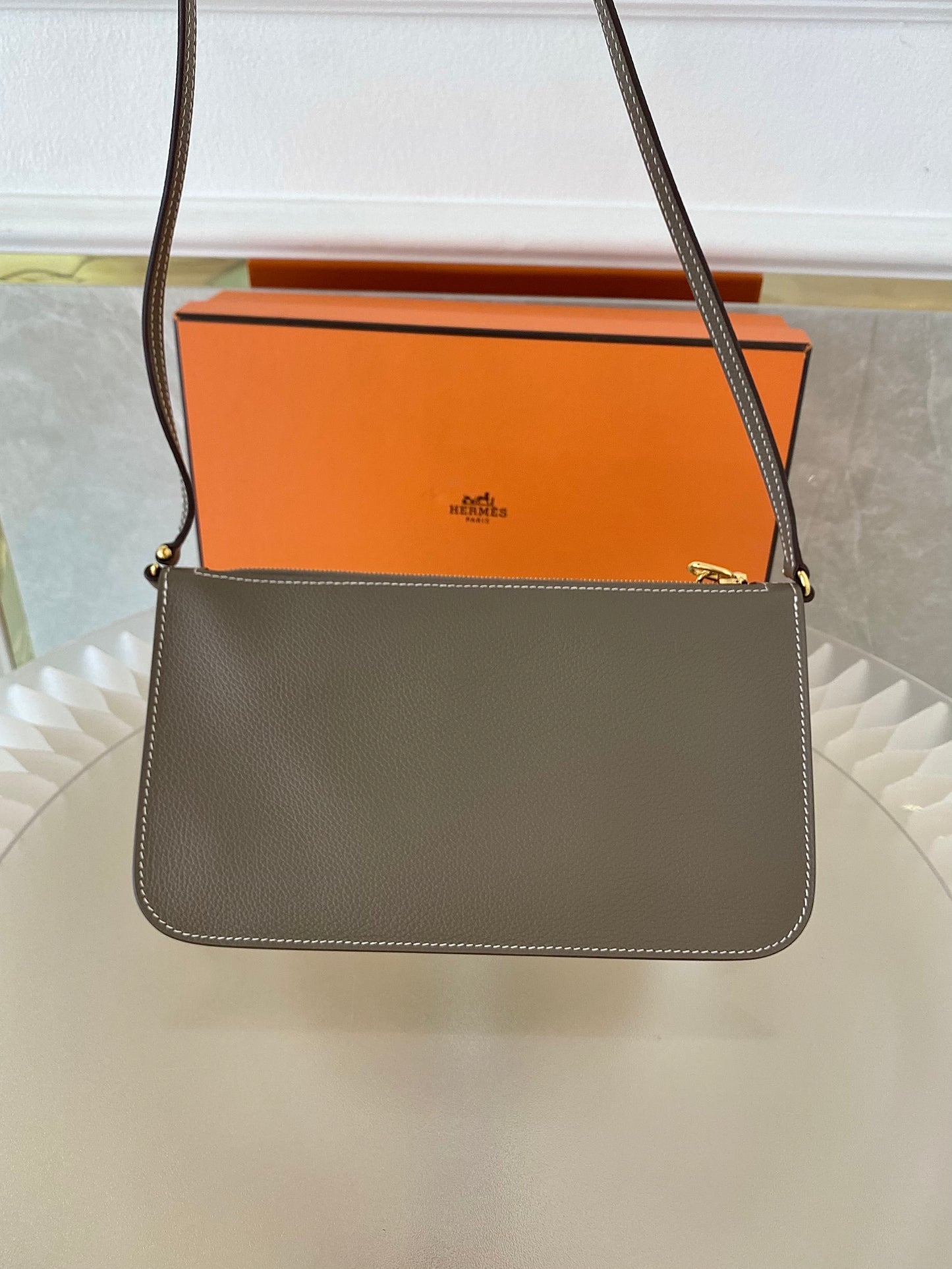 HERMES Zipengo Chaine d’Ancre To Go Pouch in Etoupe GHW