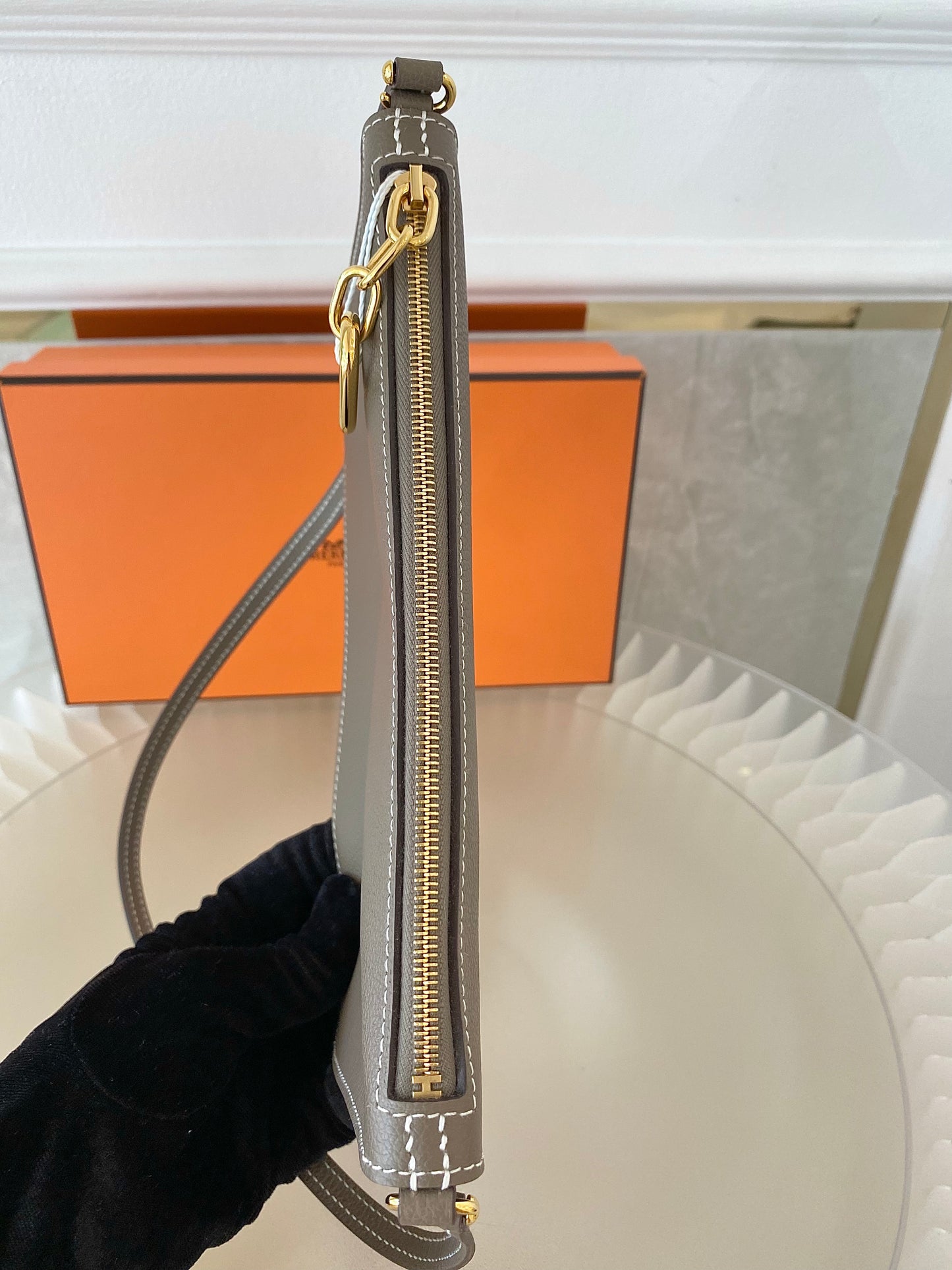 HERMES Zipengo Chaine d’Ancre To Go Pouch in Etoupe GHW