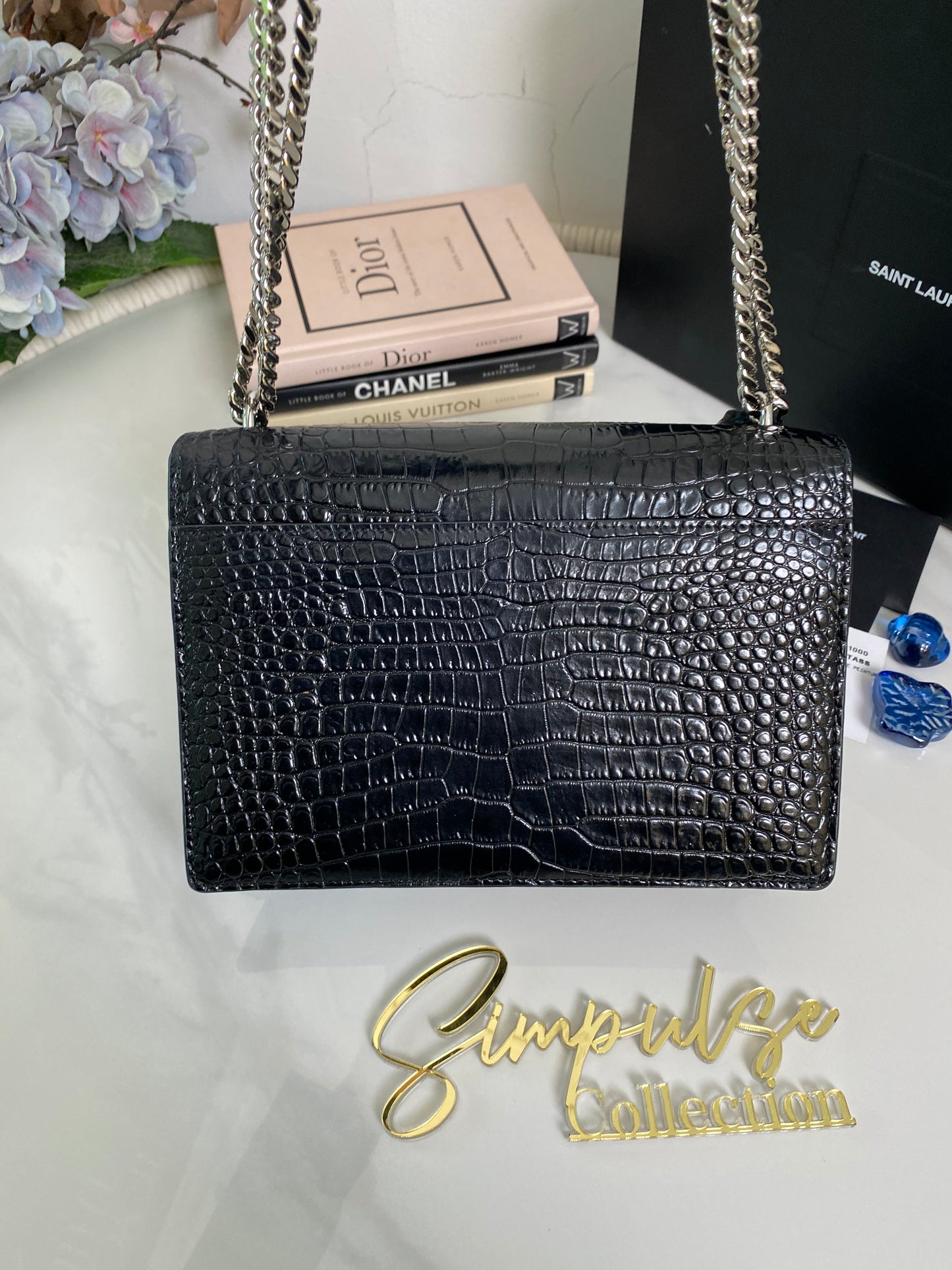 Y S L Sunset Medium Croc Embossed