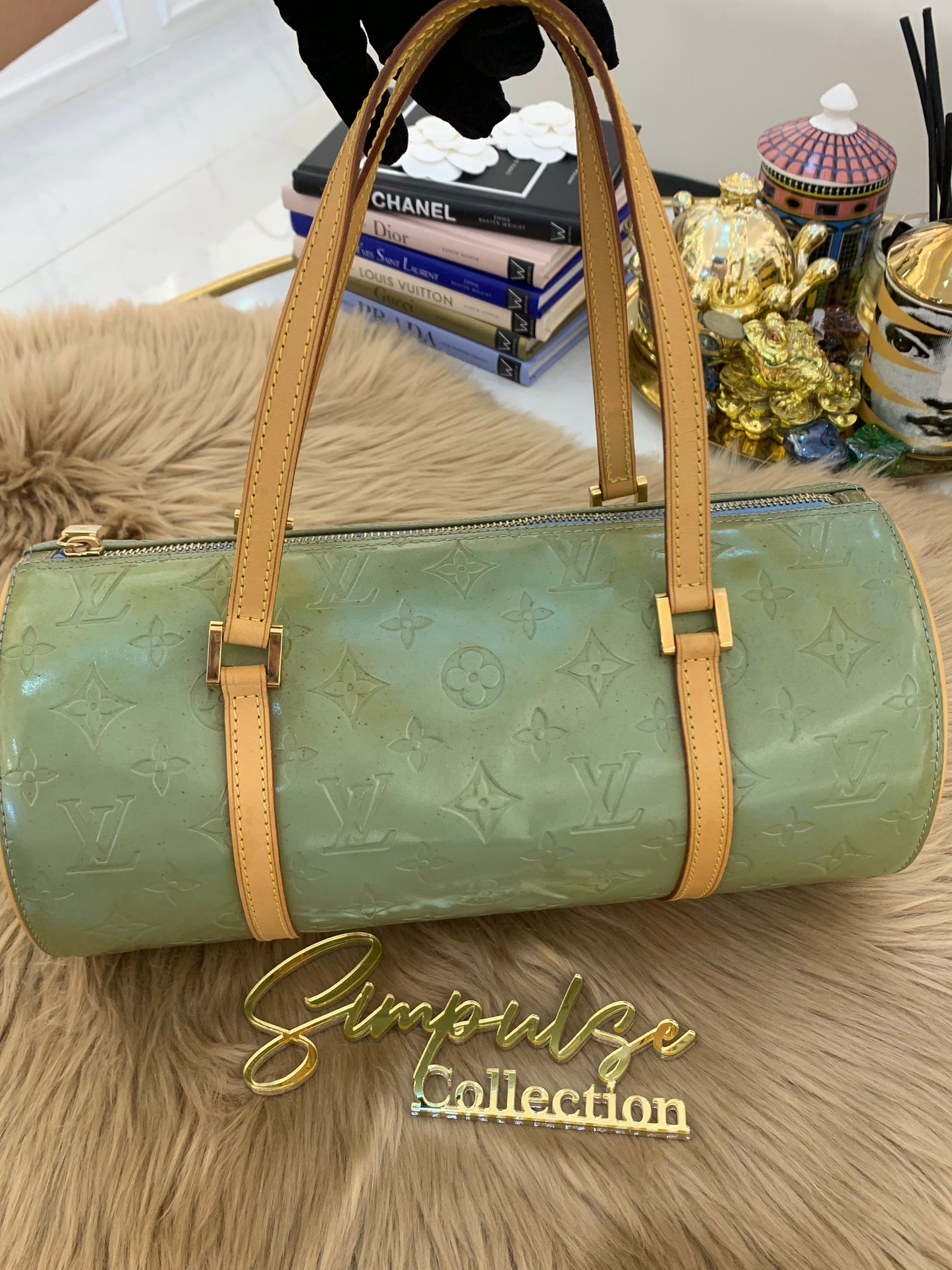 L V Mint Green Monogram Vernis Bedford Bag