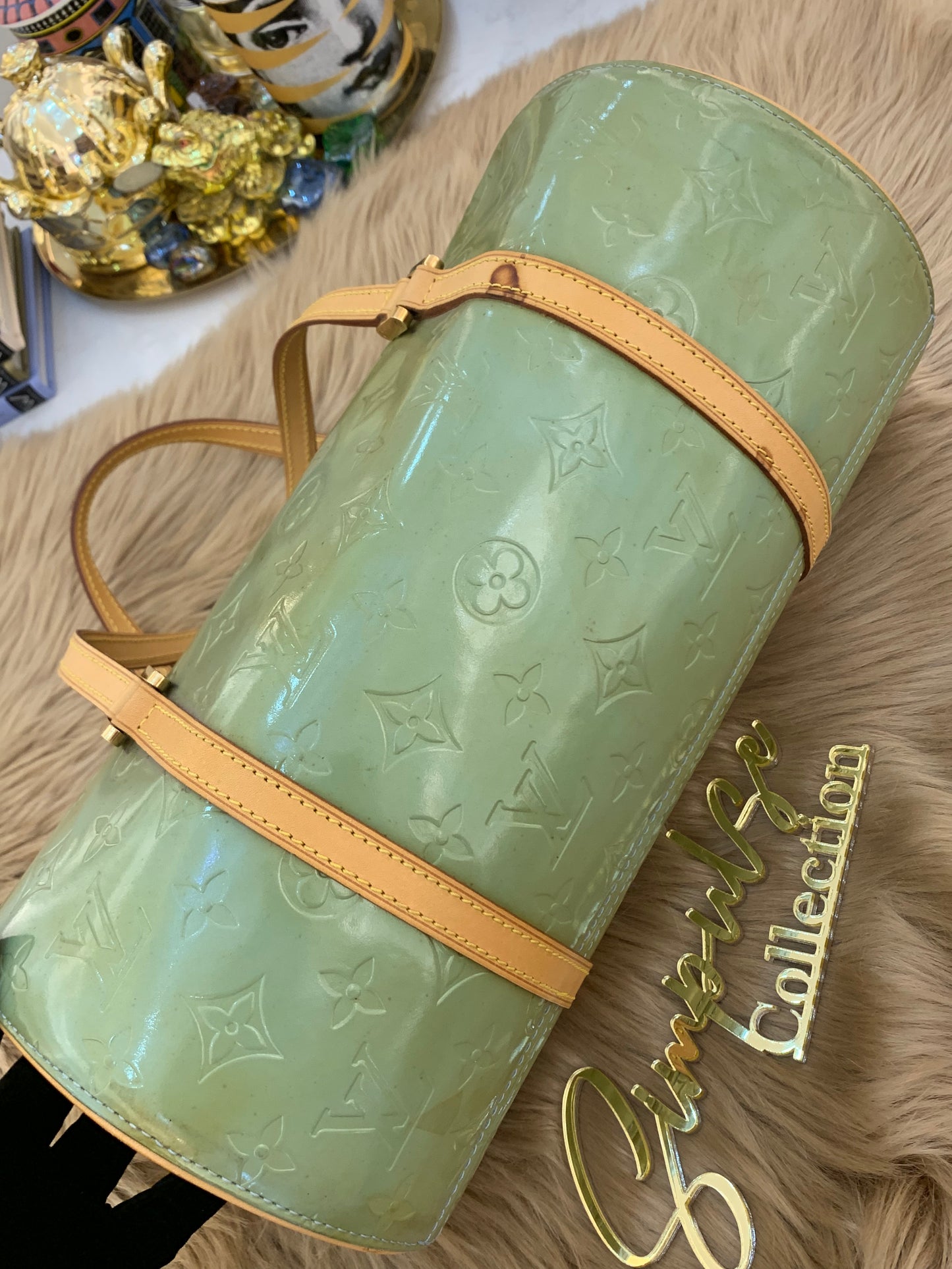 L V Mint Green Monogram Vernis Bedford Bag