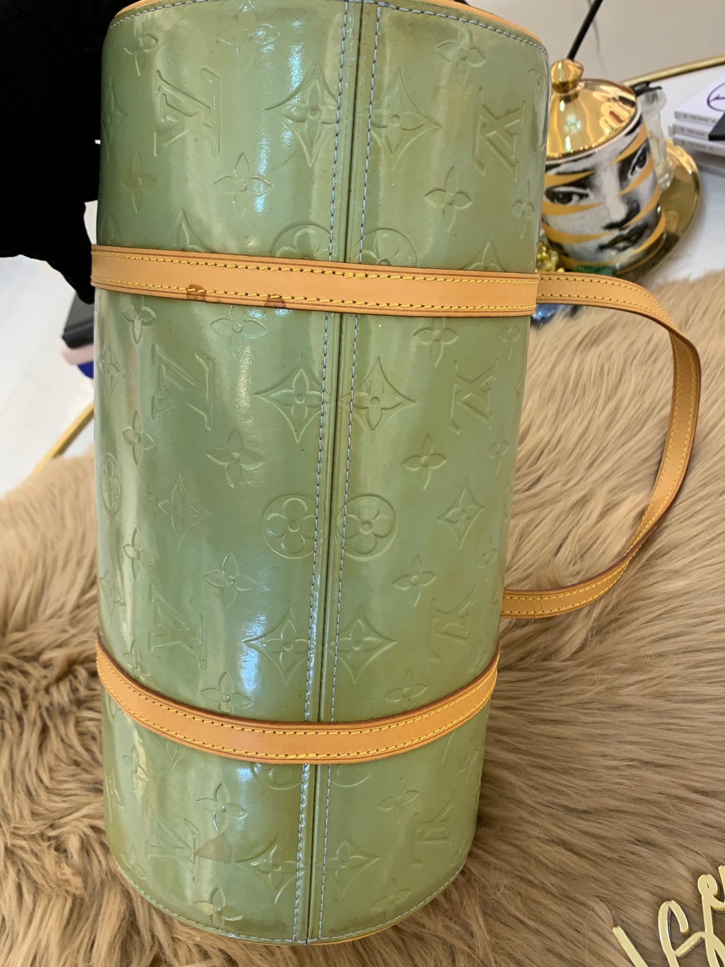 L V Mint Green Monogram Vernis Bedford Bag