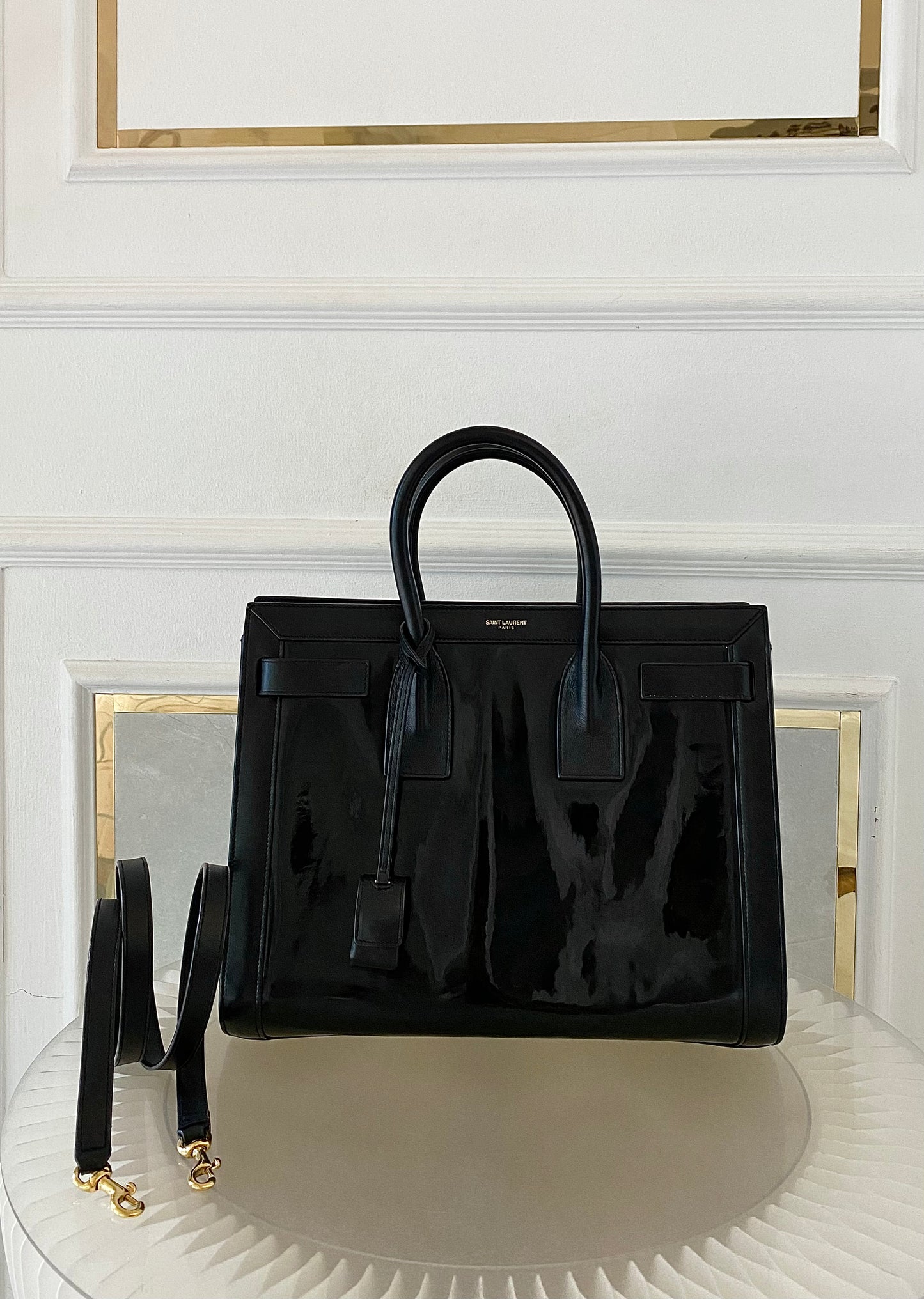 YVES SAINT LAURENT Black Patent Leather Sac De Jour