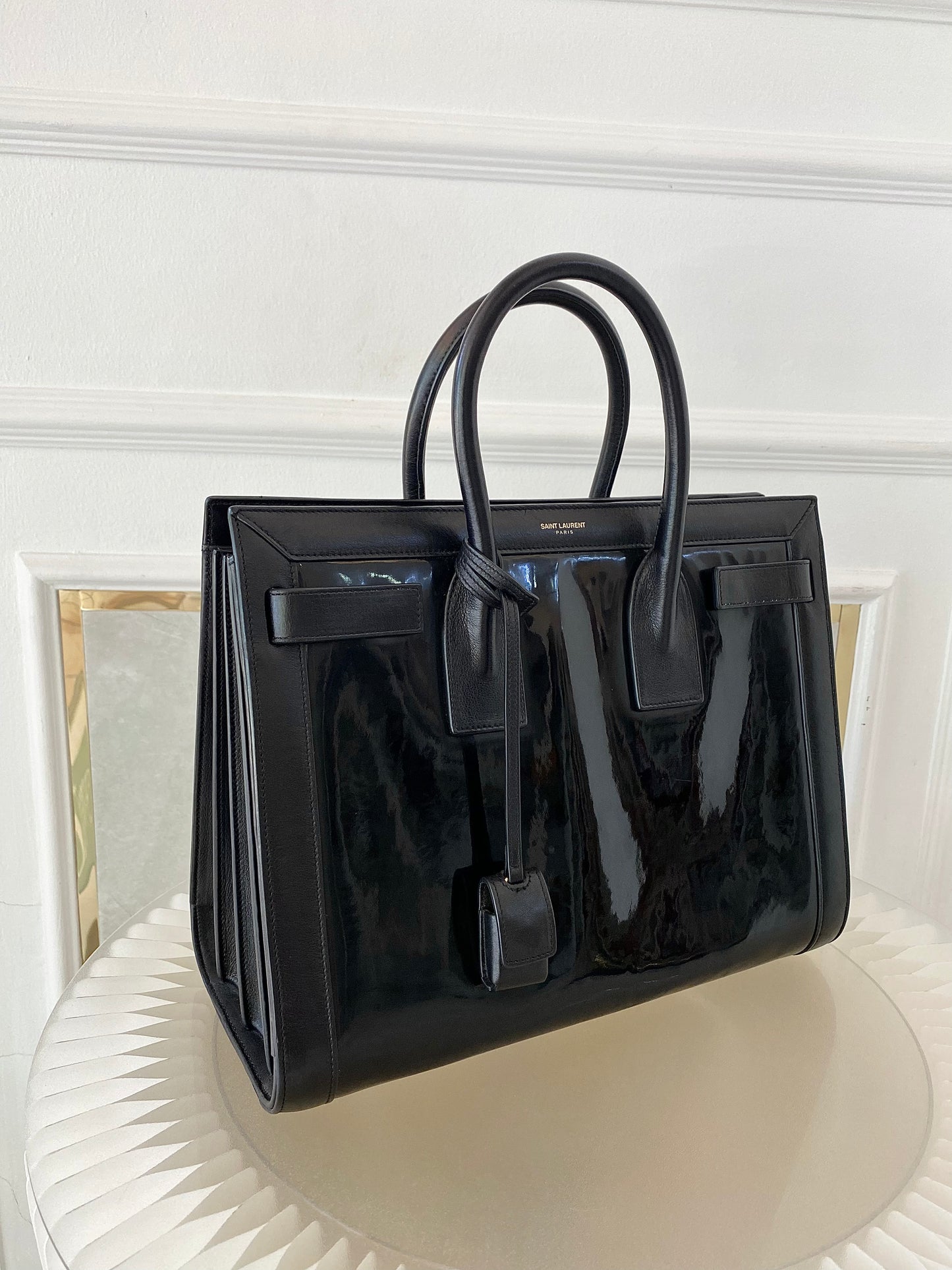 YVES SAINT LAURENT Black Patent Leather Sac De Jour