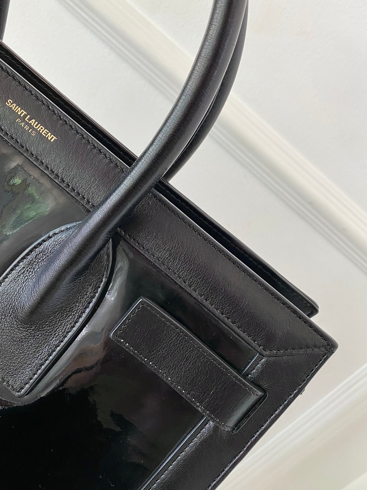 YVES SAINT LAURENT Black Patent Leather Sac De Jour