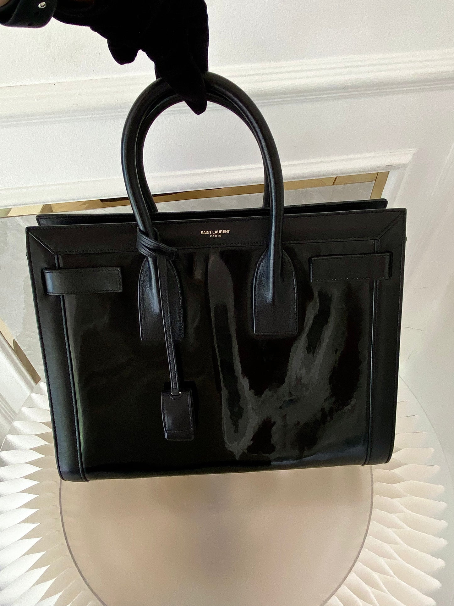 YVES SAINT LAURENT Black Patent Leather Sac De Jour