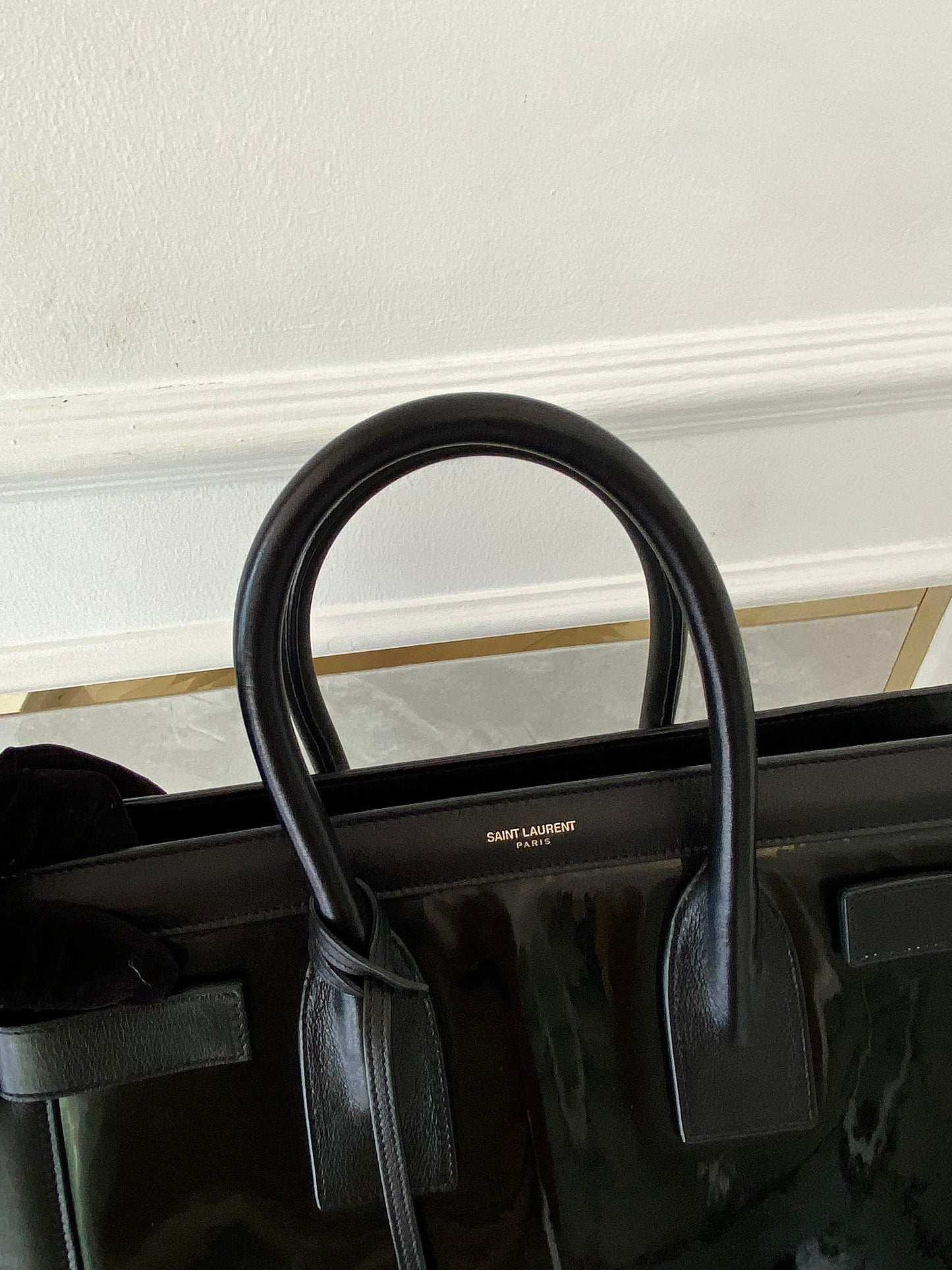 YVES SAINT LAURENT Black Patent Leather Sac De Jour