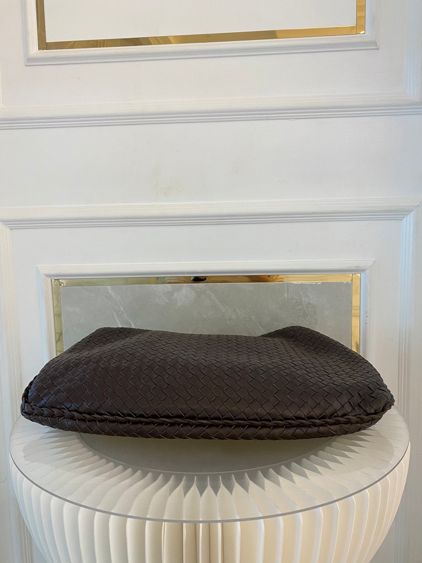 BOTTEGA VENETA Dark Brown Intrecciato Leather Woven Hobo Bag