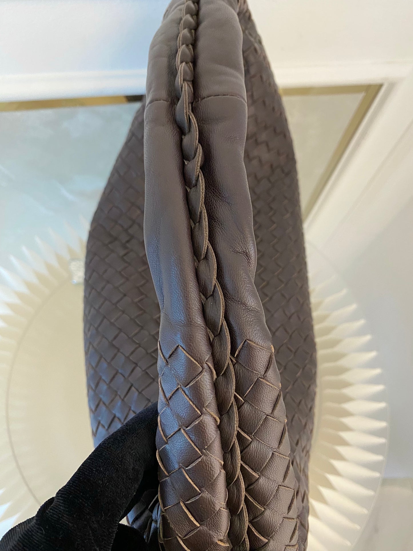 BOTTEGA VENETA Dark Brown Intrecciato Leather Woven Hobo Bag