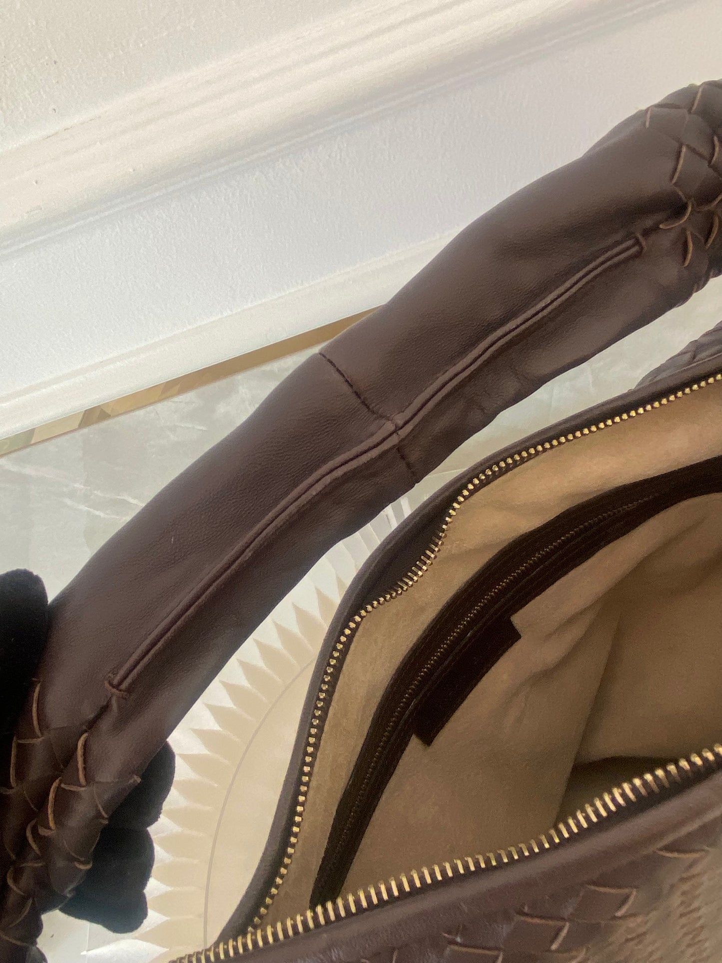 BOTTEGA VENETA Dark Brown Intrecciato Leather Woven Hobo Bag