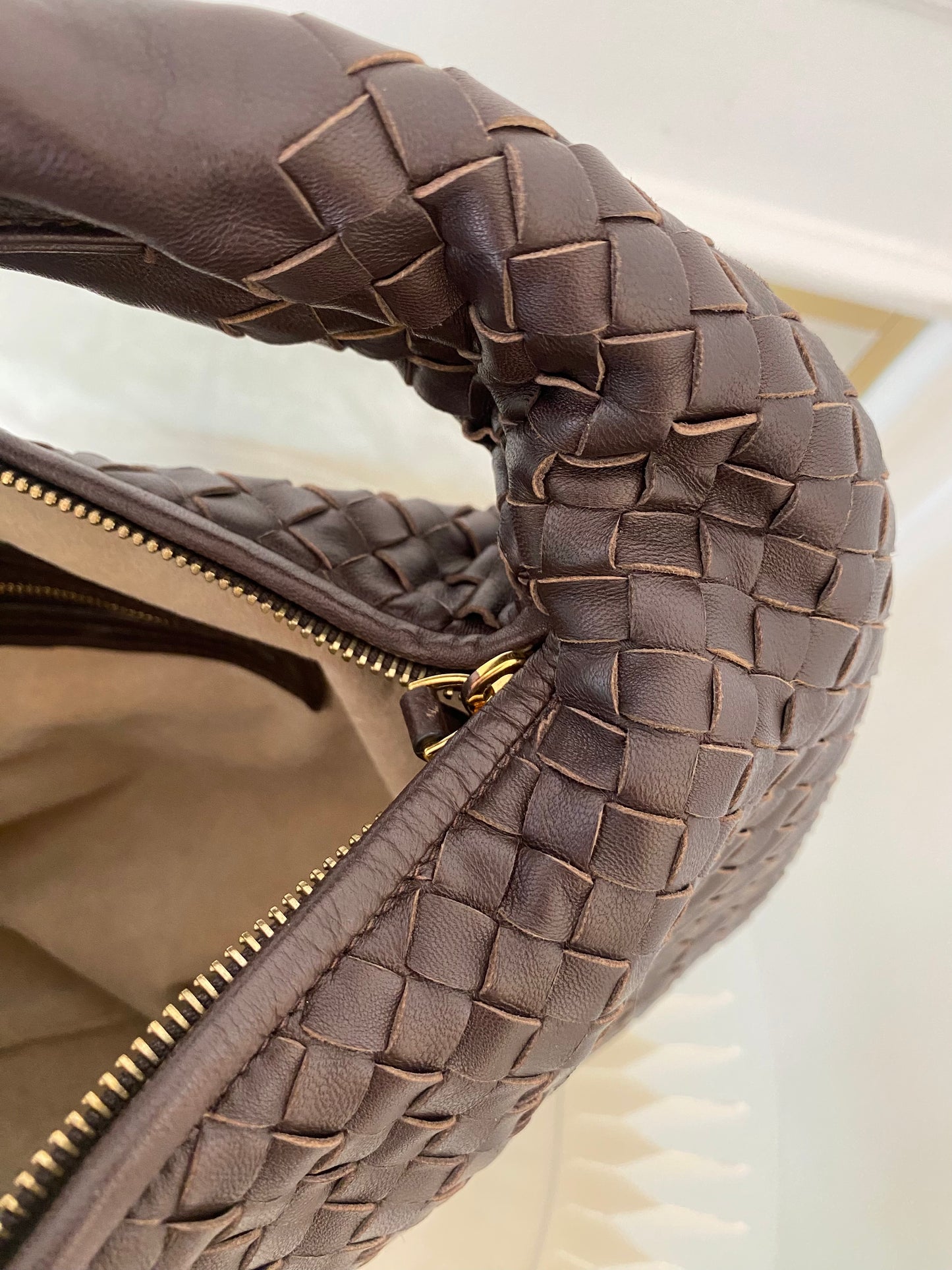 BOTTEGA VENETA Dark Brown Intrecciato Leather Woven Hobo Bag