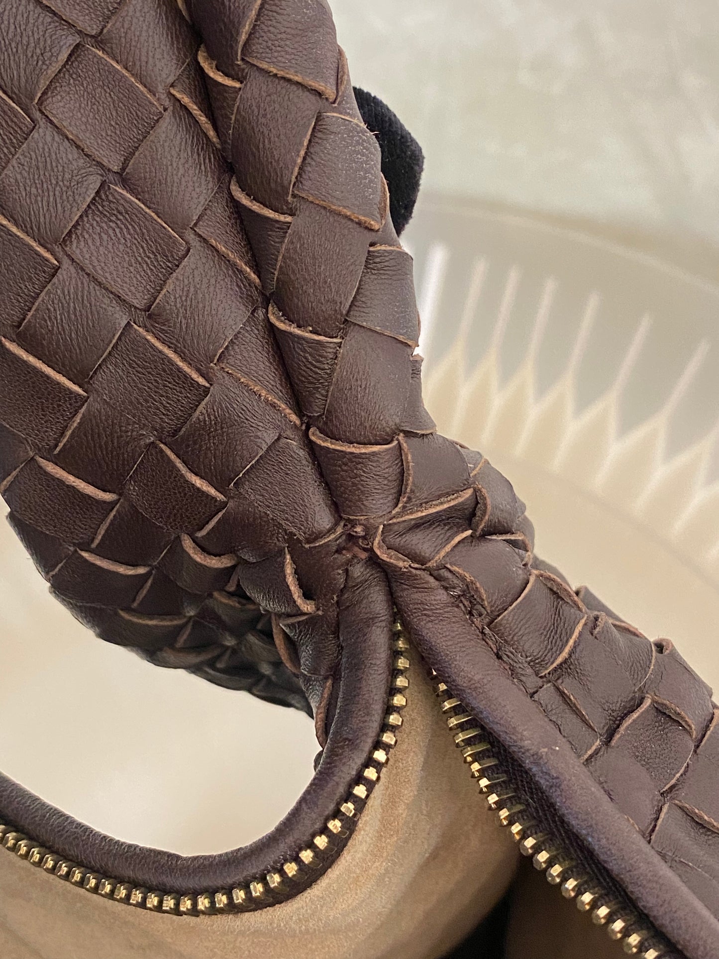 BOTTEGA VENETA Dark Brown Intrecciato Leather Woven Hobo Bag