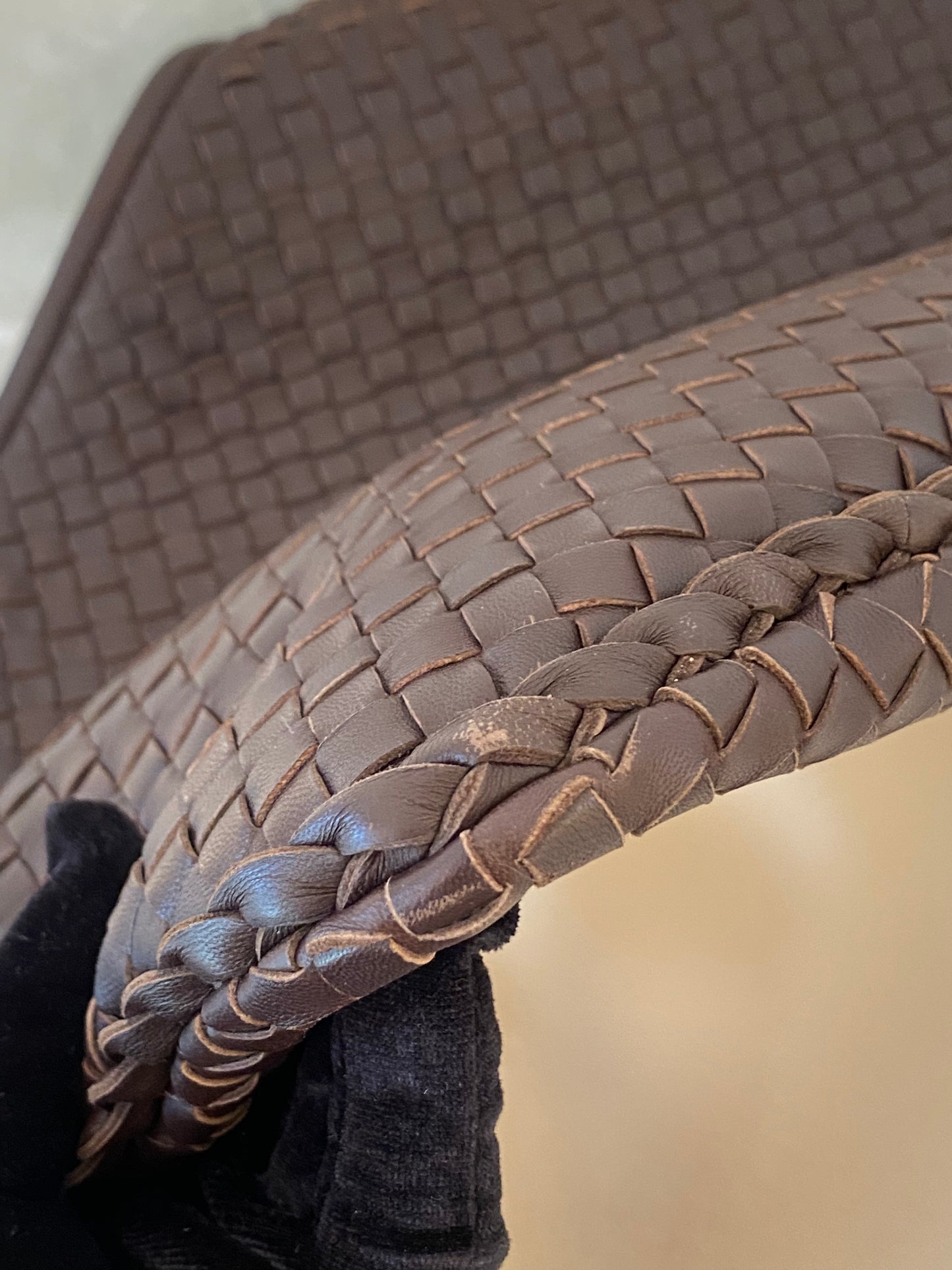 BOTTEGA VENETA Dark Brown Intrecciato Leather Woven Hobo Bag