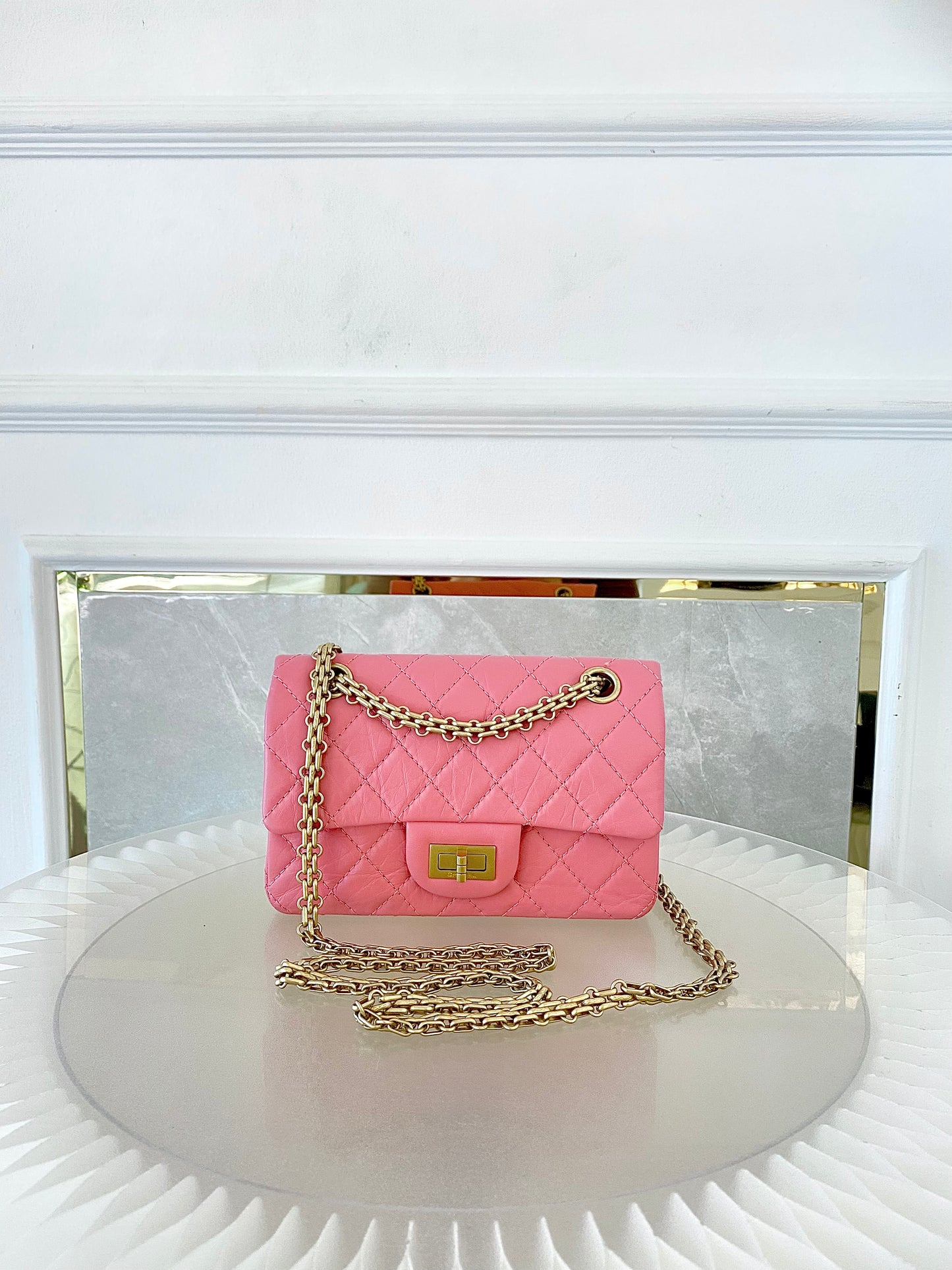 CHANEL Mini 2.55 Reissue Pink Flap Bag GHW
