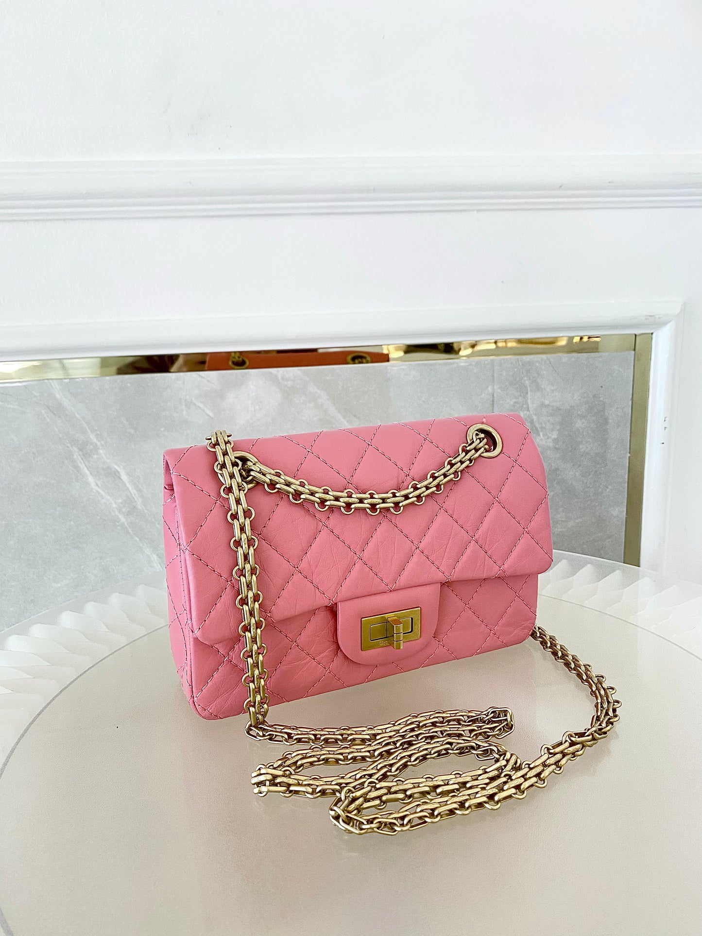 CHANEL Mini 2.55 Reissue Pink Flap Bag GHW