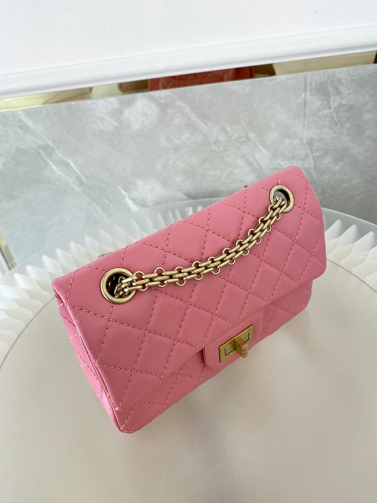 CHANEL Mini 2.55 Reissue Pink Flap Bag GHW