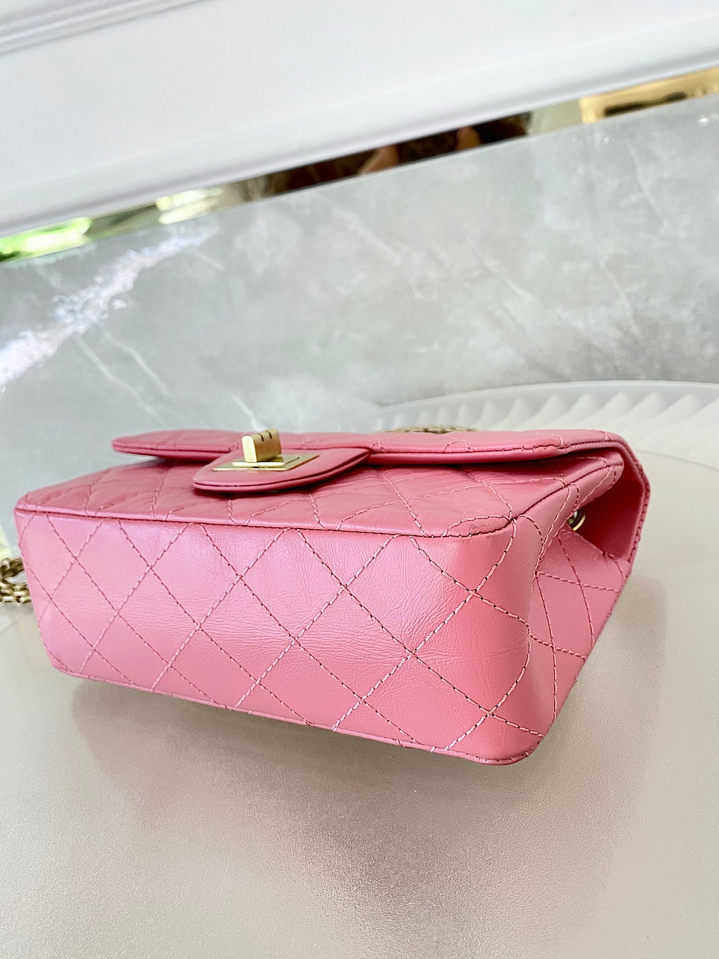 CHANEL Mini 2.55 Reissue Pink Flap Bag GHW