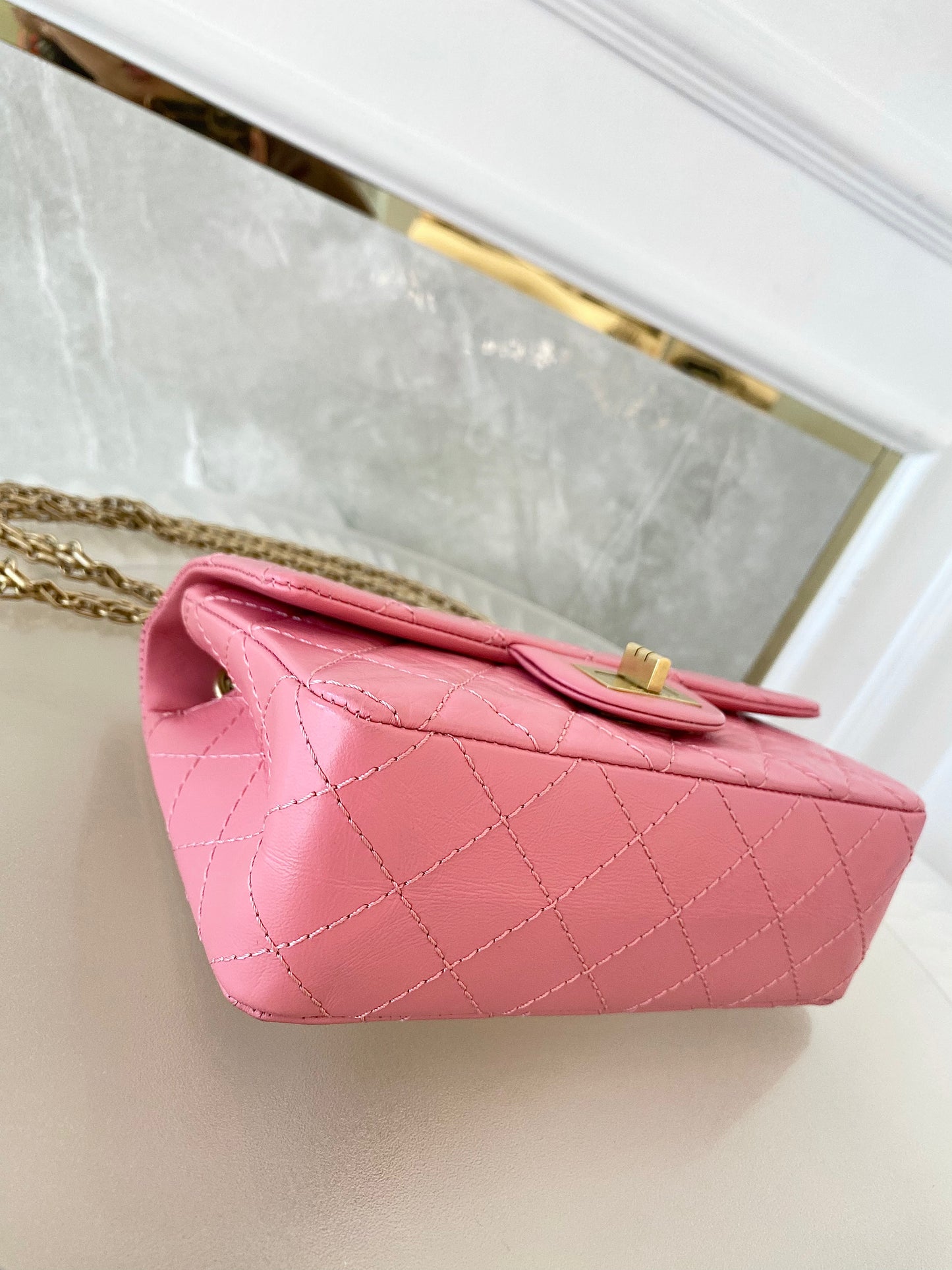 CHANEL Mini 2.55 Reissue Pink Flap Bag GHW